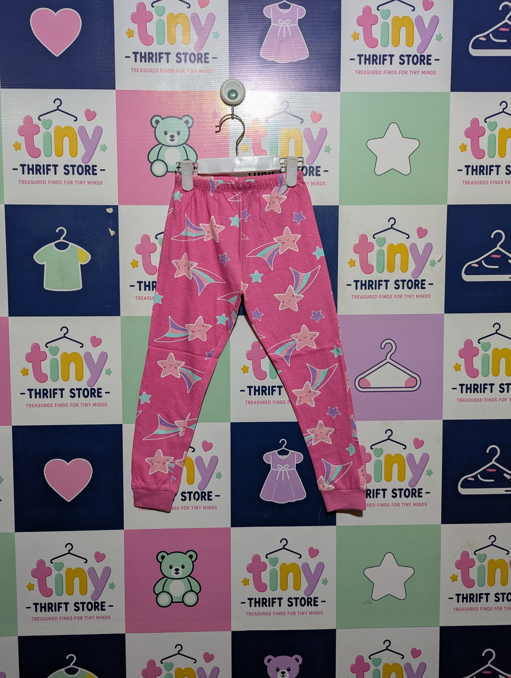 KIDS Girls Pink "Shooting Star" Leggings - Size 5-6Y Estimated Age 5-6 Years AB2