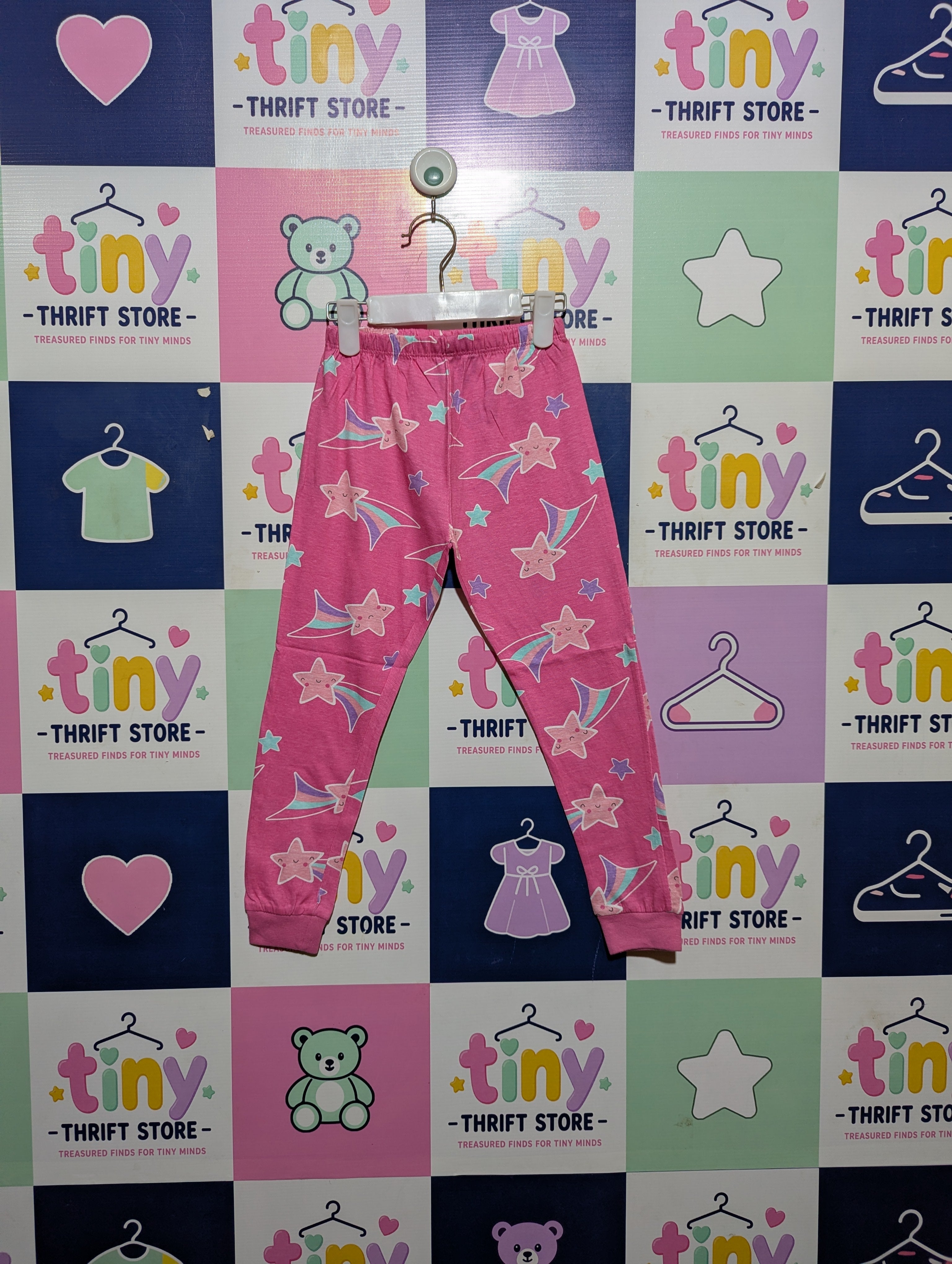 KIDS Girls Pink "Shooting Star" Leggings - Size 5-6Y Estimated Age 5-6 Years AB2