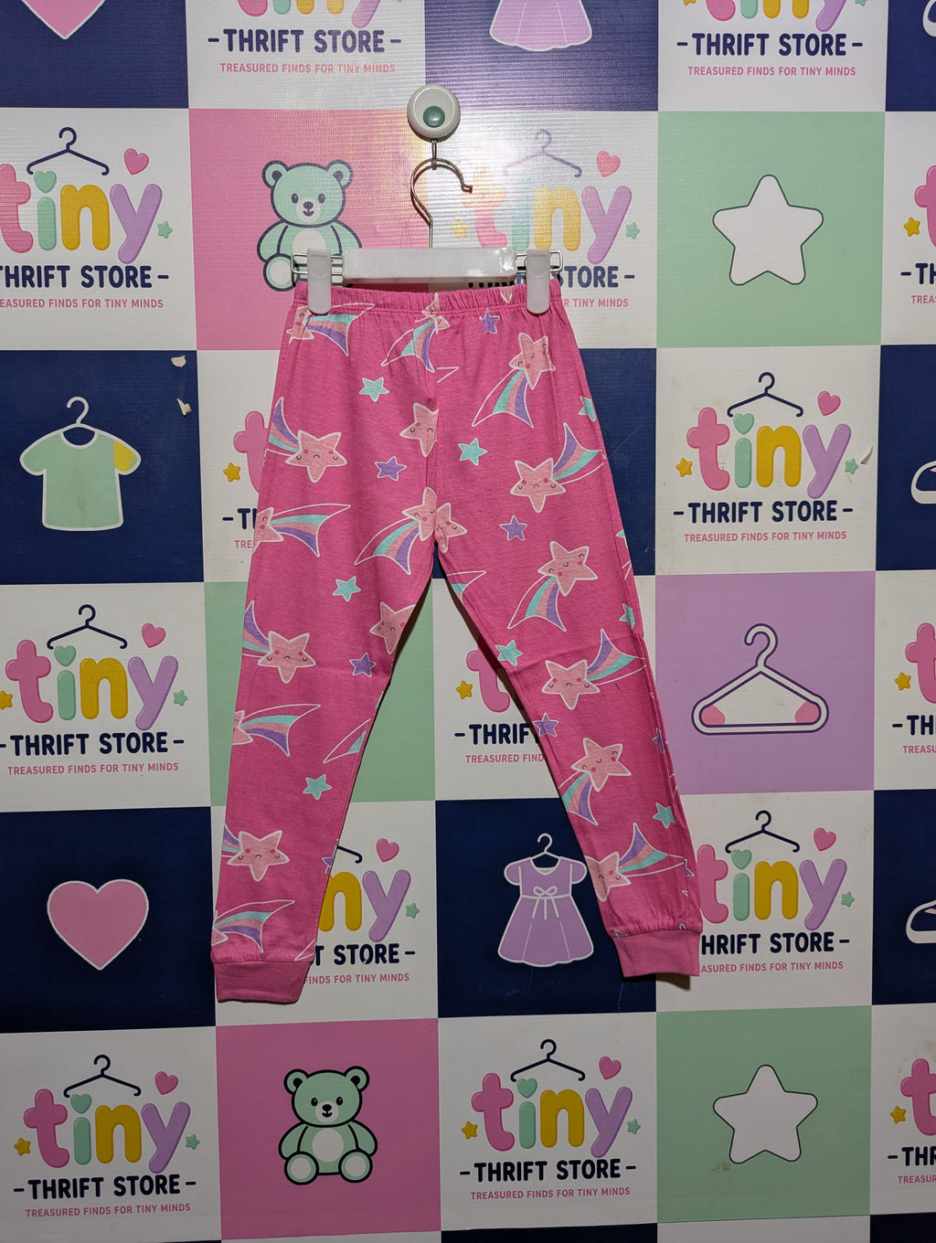 KIDS Girls Pink "Shooting Star" Leggings - Size 5-6Y Estimated Age 5-6 Years AB2