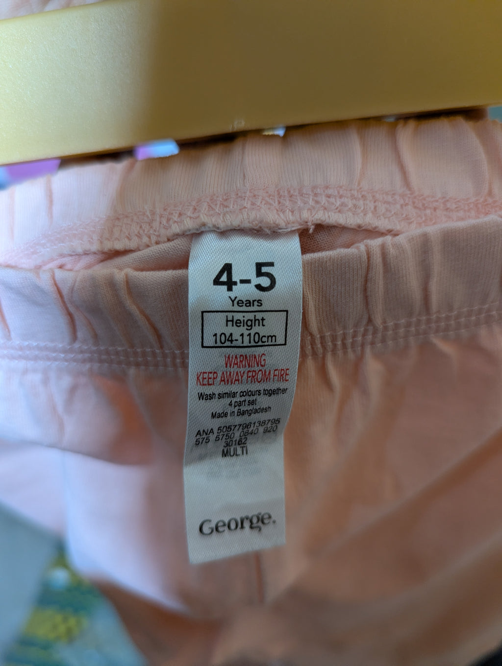 George Girls Pastel Peach Solid Jogger Pants - Size 4-5 Years Estimated Age 4-5 Years AB2