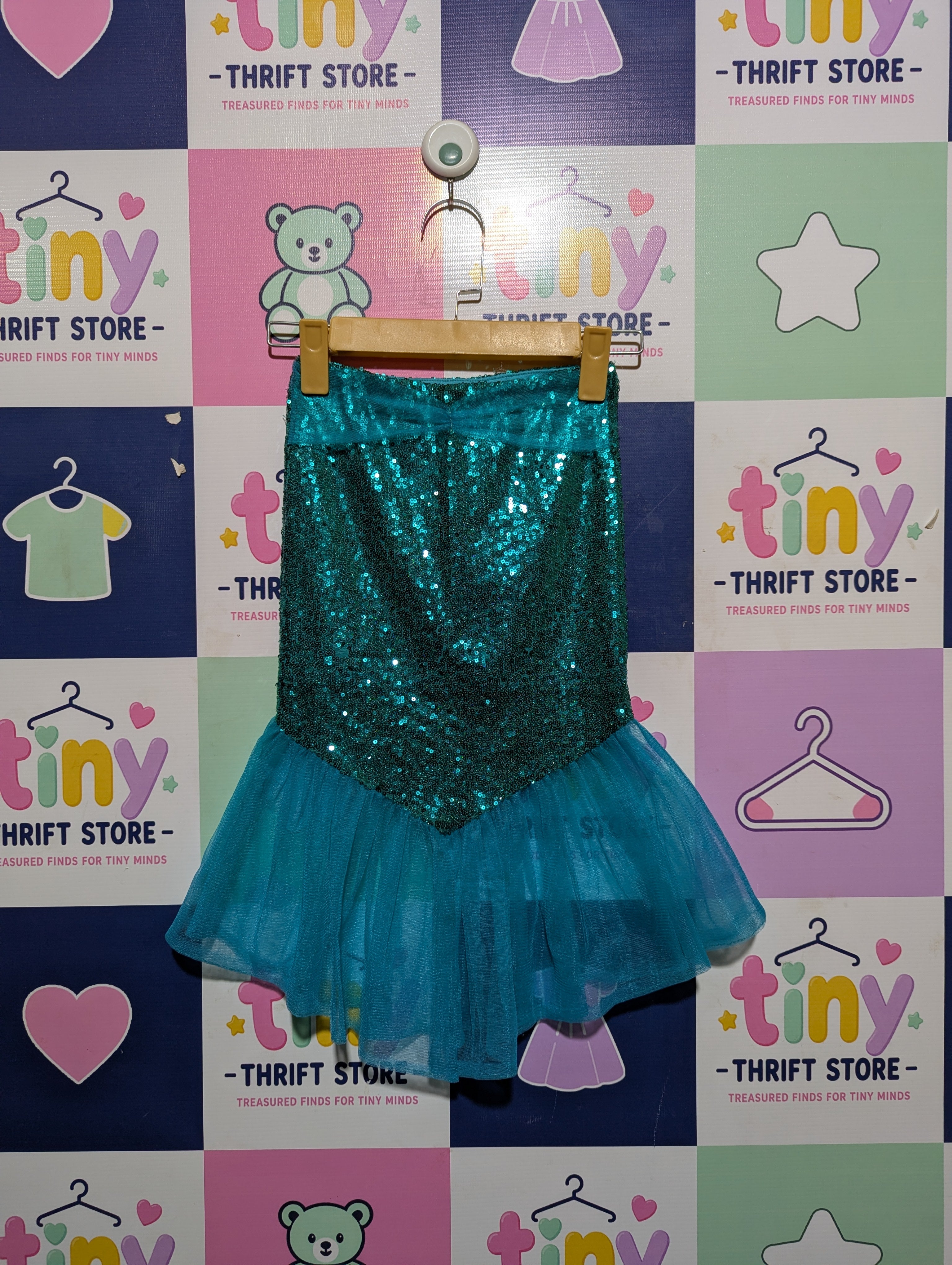 IEFIEL Girls Turquoise "Mermaid Sequin" Dance Skirt - Size 4 Estimated Age 4 Years AB2