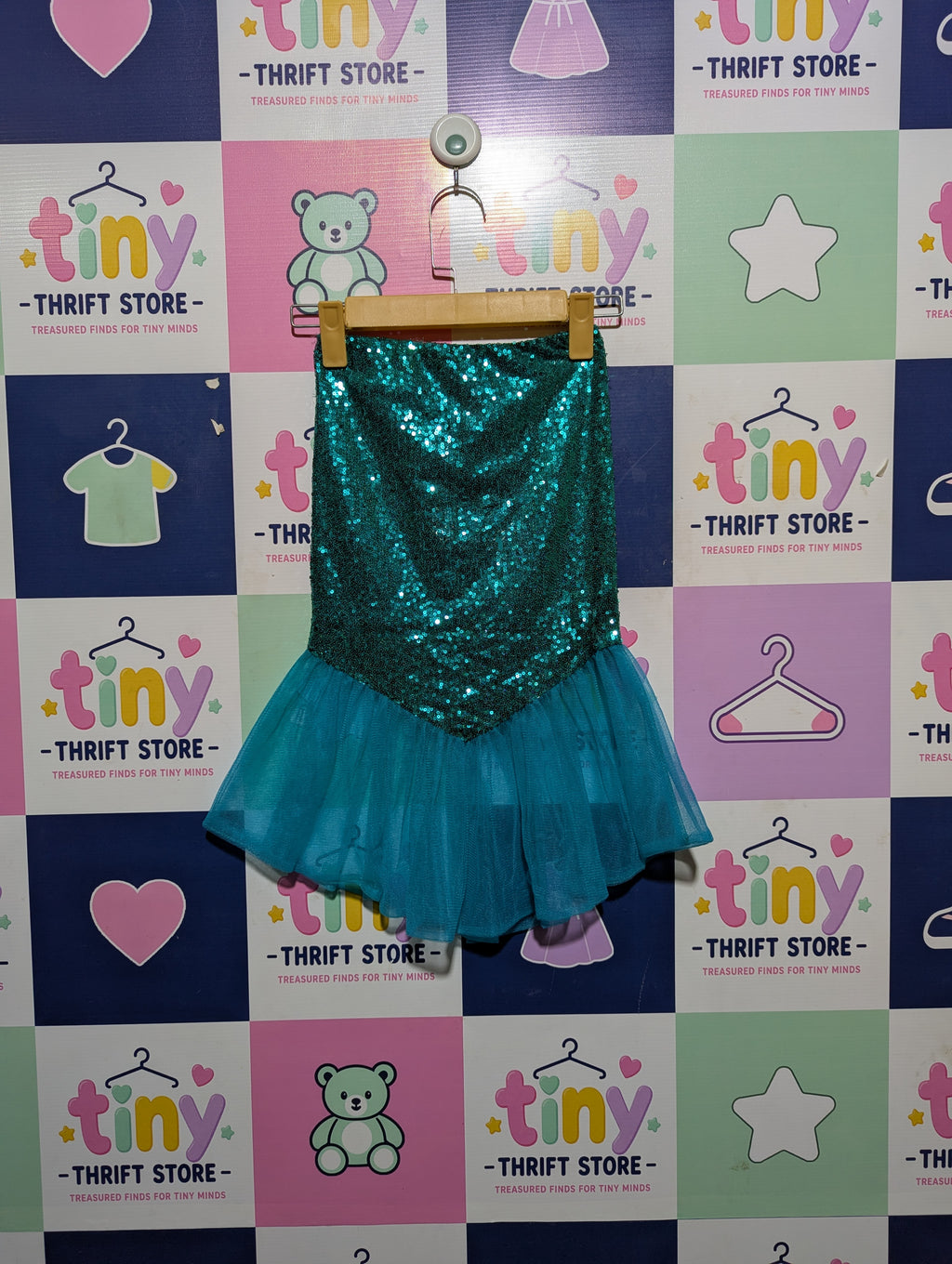 IEFIEL Girls Turquoise "Mermaid Sequin" Dance Skirt - Size 4 Estimated Age 4 Years AB2