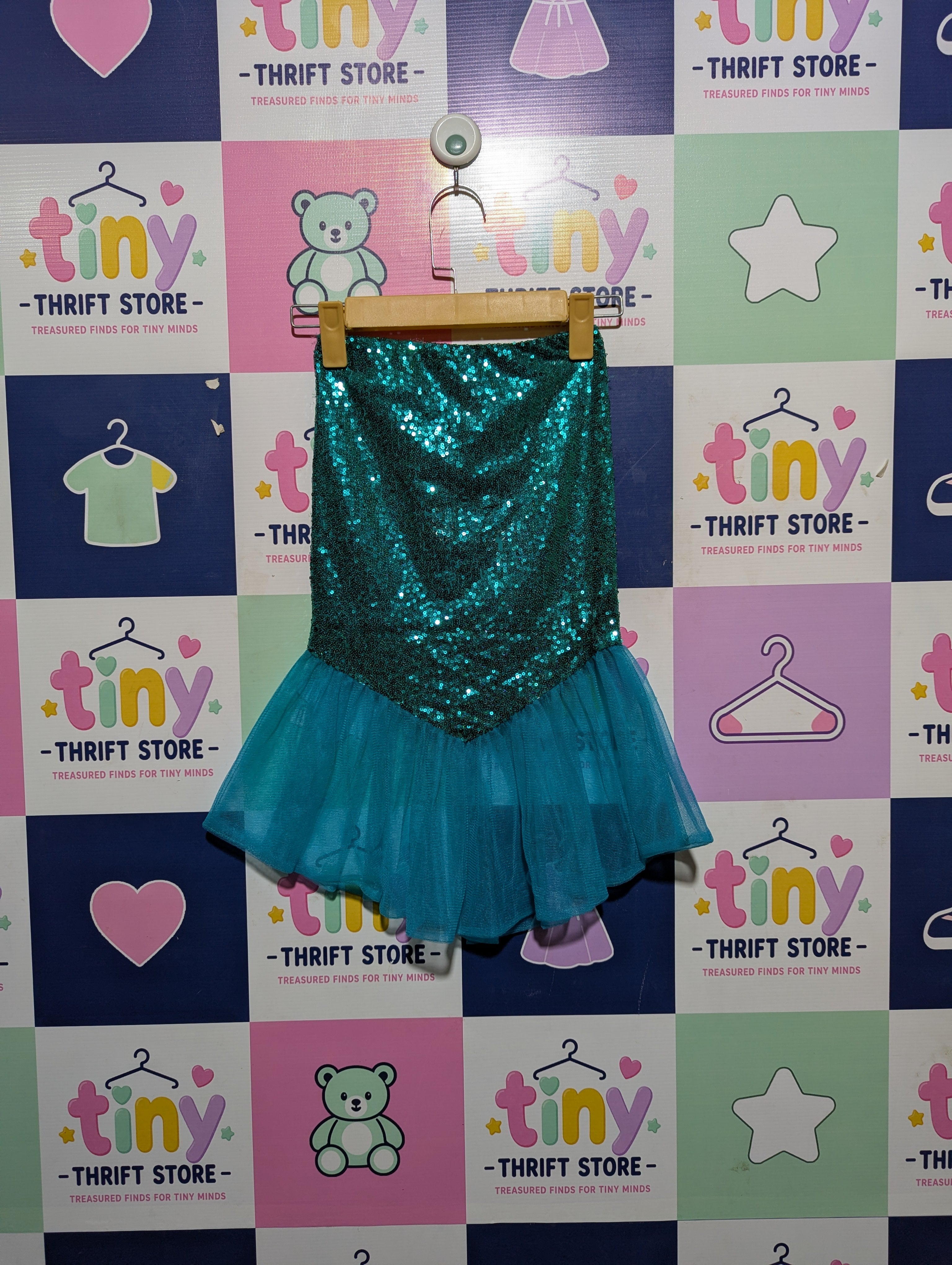 IEFIEL Girls Turquoise "Mermaid Sequin" Dance Skirt - Size 4 Estimated Age 4 Years AB2