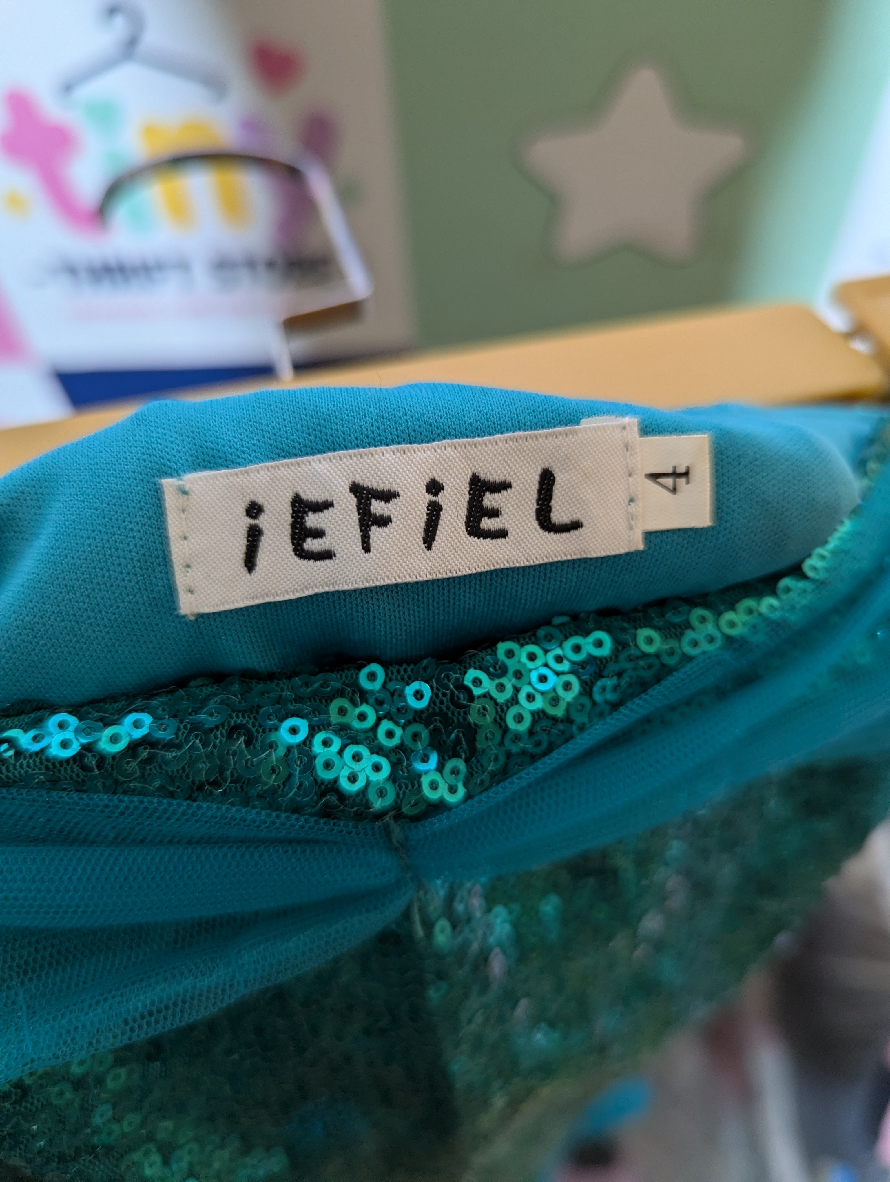IEFIEL Girls Turquoise "Mermaid Sequin" Dance Skirt - Size 4 Estimated Age 4 Years AB2