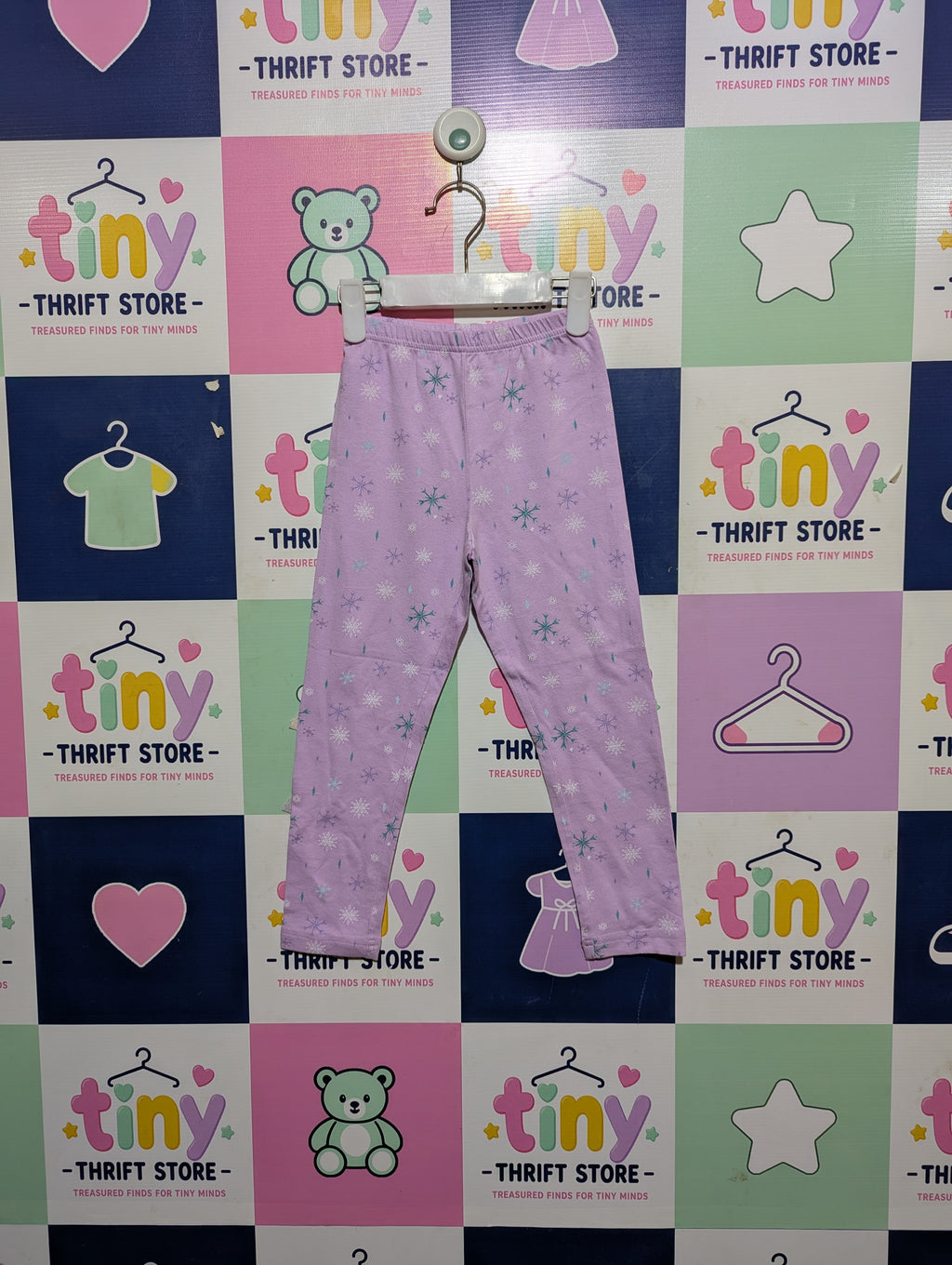 Disney Frozen Girls Purple "Snowflake Print" Leggings - Size 6YRS Estimated Age 6 Years AB2