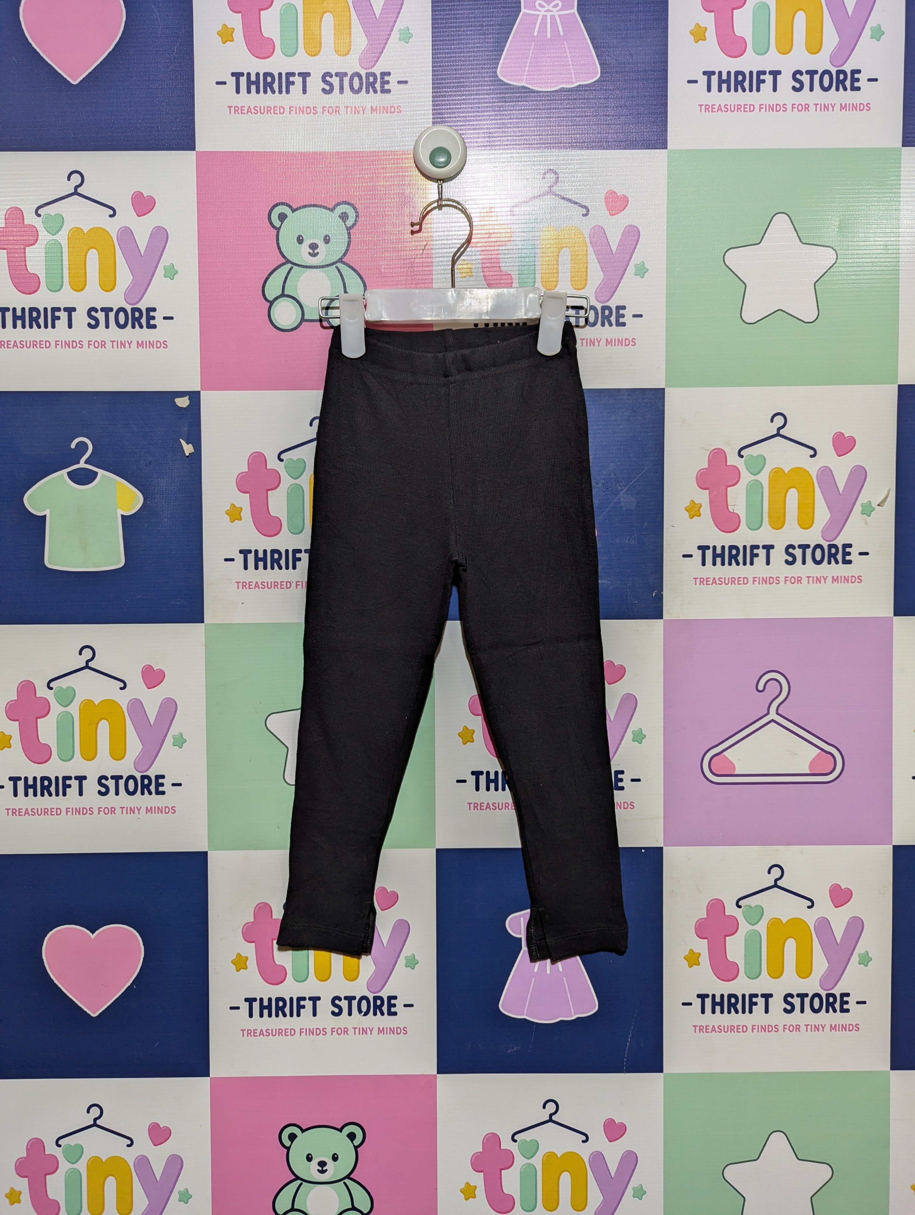 Uniqlo Girls/Boys Versatile Black Stretchy Leggings - Size 110 Estimated Age 5-6 Years AB2