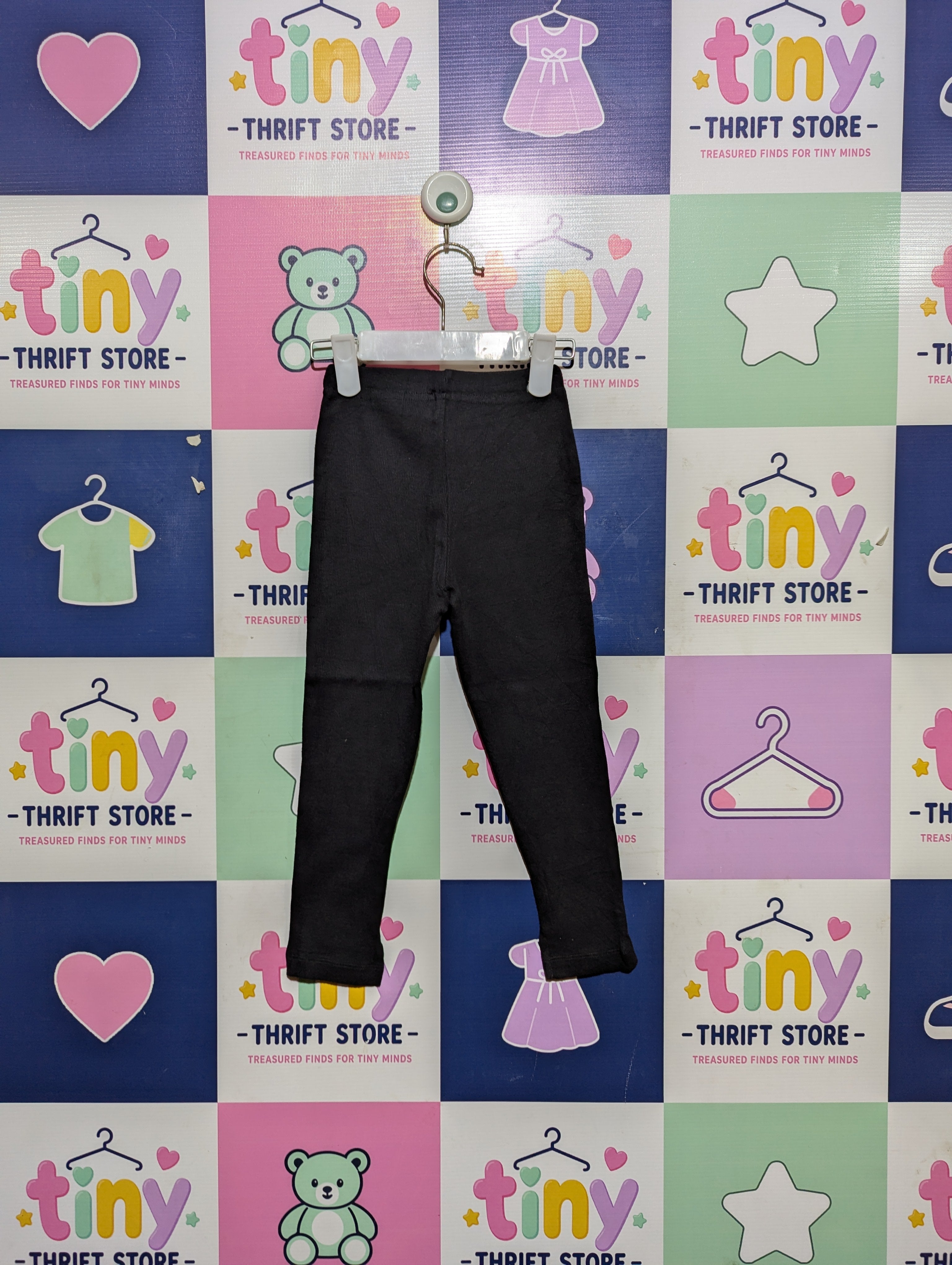 Uniqlo Girls/Boys Versatile Black Stretchy Leggings - Size 110 Estimated Age 5-6 Years AB2
