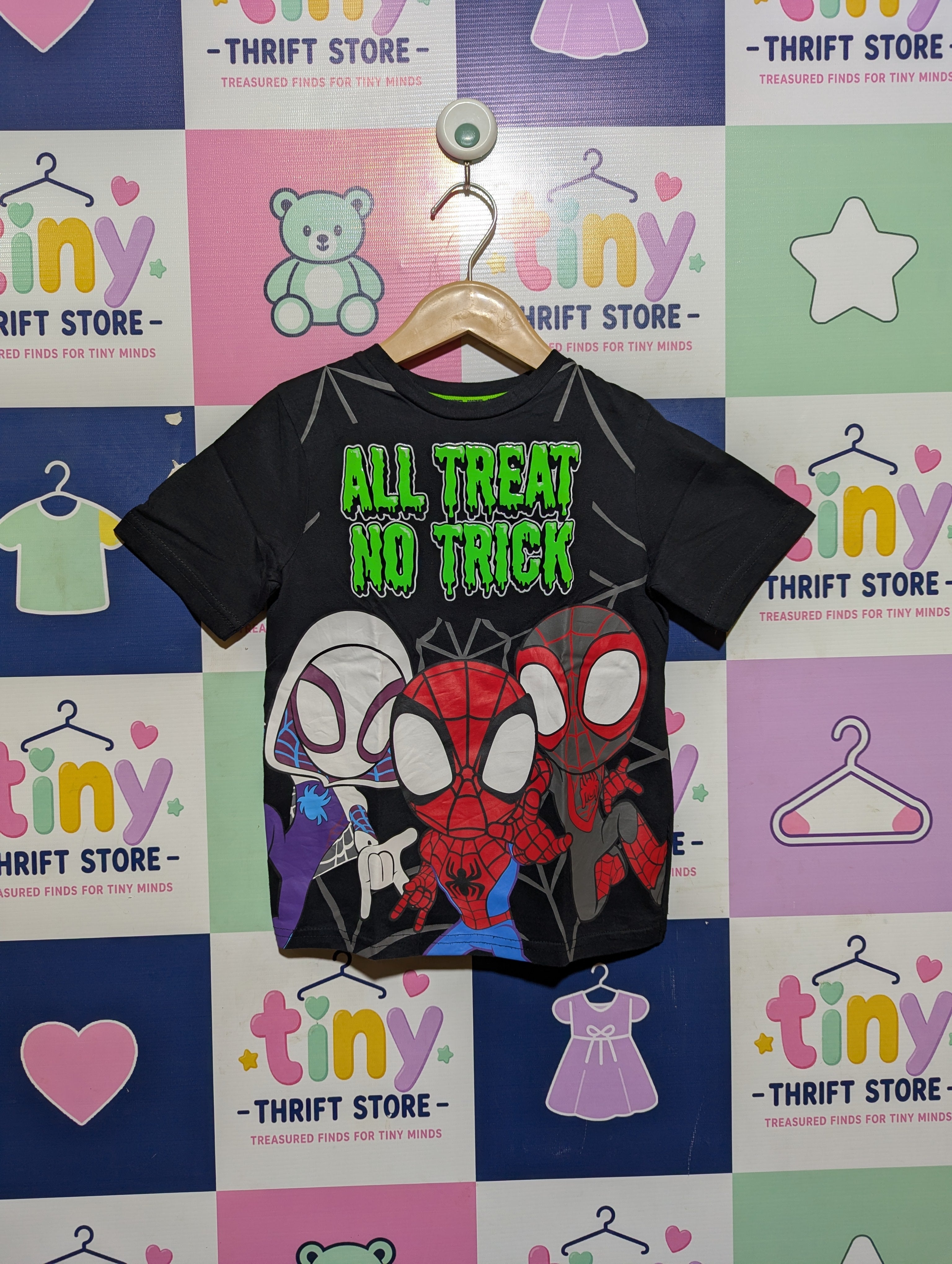 Marvel Spidey and His Amazing Friends Boys Black Graphic Short Sleeve Tee - Size 4-5 Years AB2