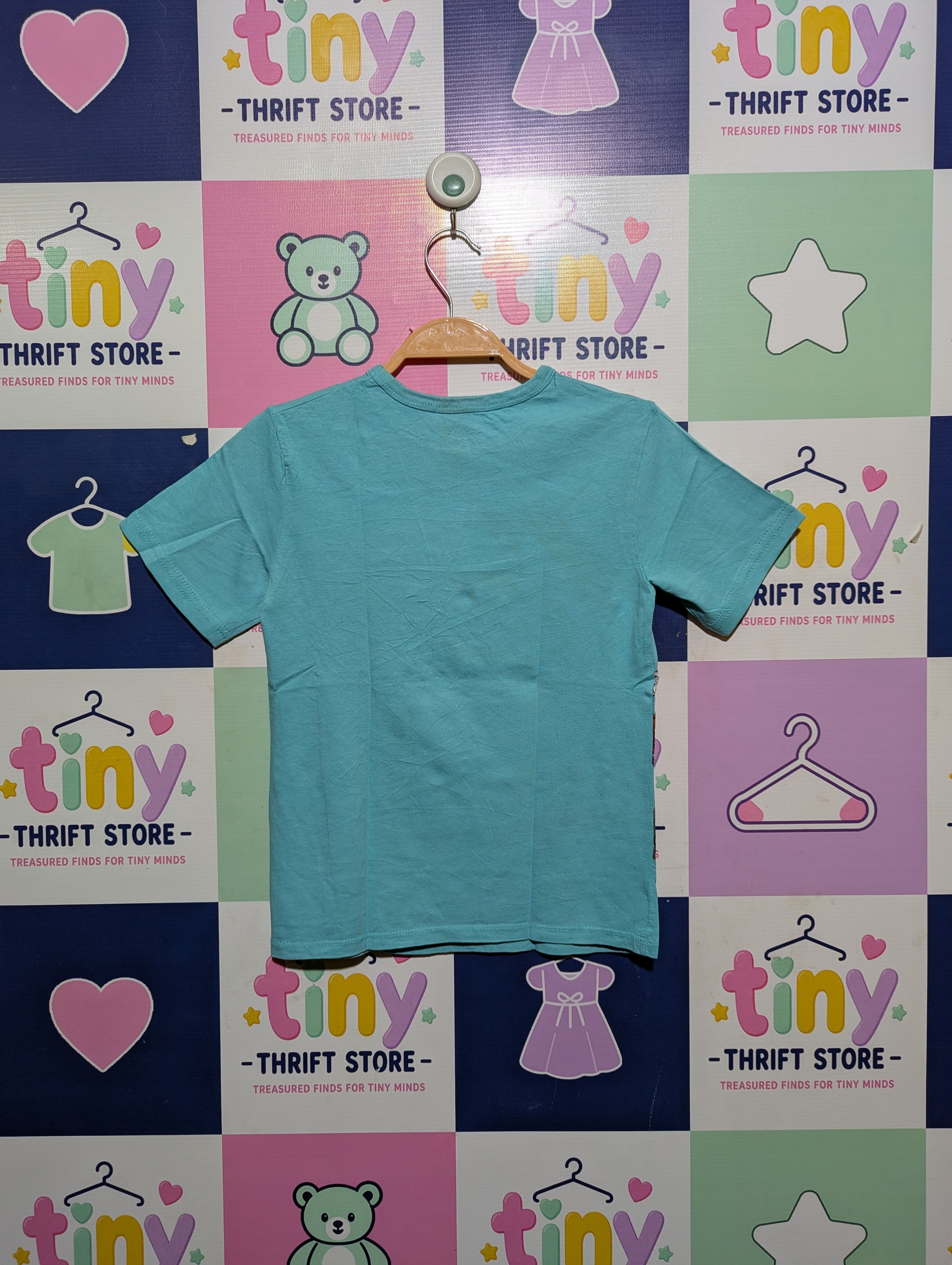 The Children's Place Boys Turquoise "Dinosaur Monster Truck" Graphic Tee - Size S (5/6) Estimated Age 5-6 Years AB2