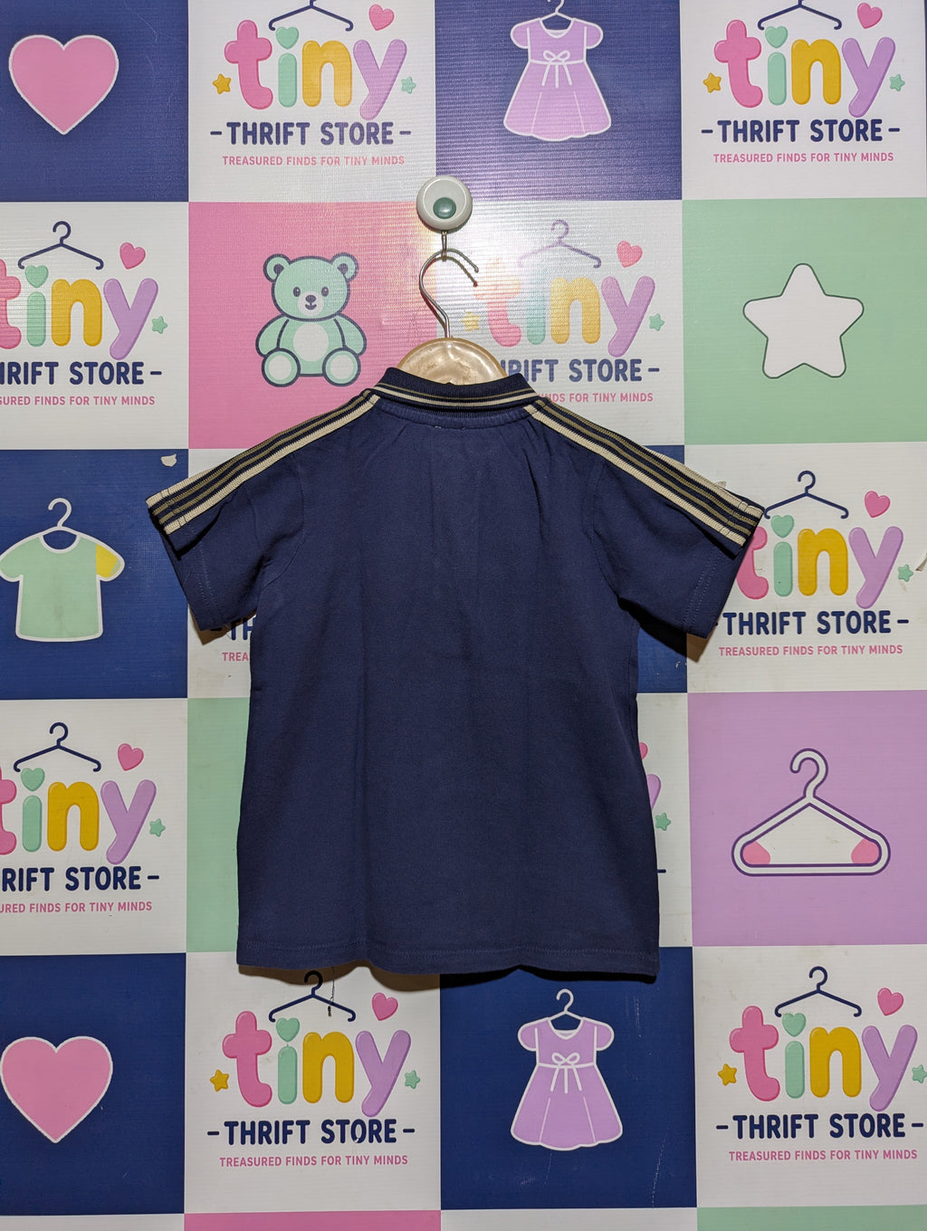 River Island Boys Navy Blue Zip-Up Polo Shirt - Size 5/6 Years (Estimated Age 5-6 Years) AB2