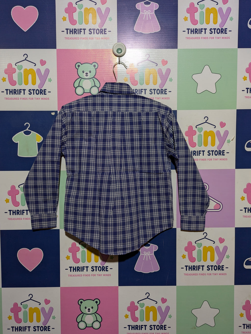 Ralph Lauren Boys Navy & White Plaid Button-Down Shirt - Size 6 (Estimated Age 6 Years) AB2