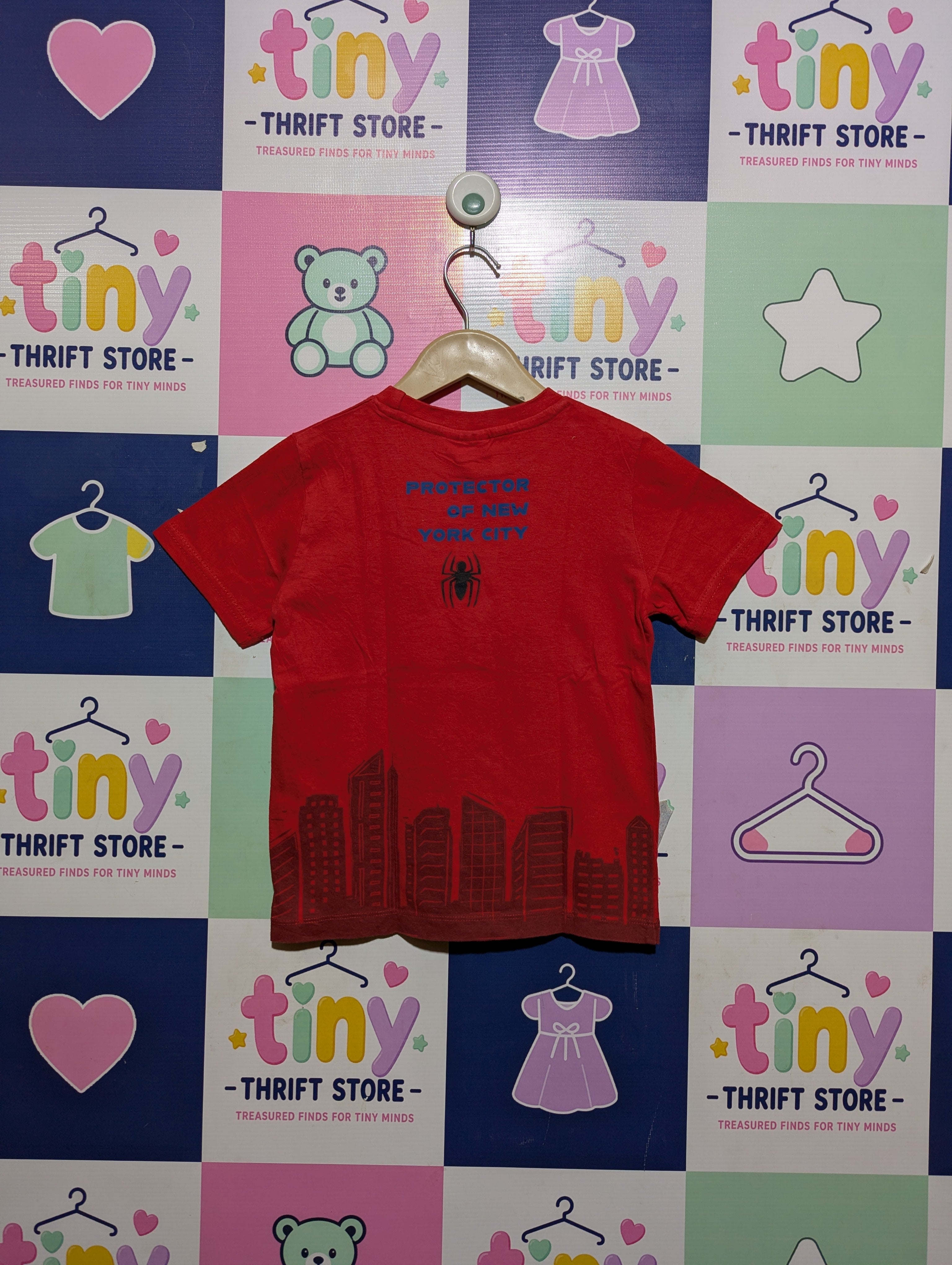 Marvel Spider-Man Boys Red "Protector of New York City" Graphic Tee - Size 6A (Estimated Age 6 Years) AB2
