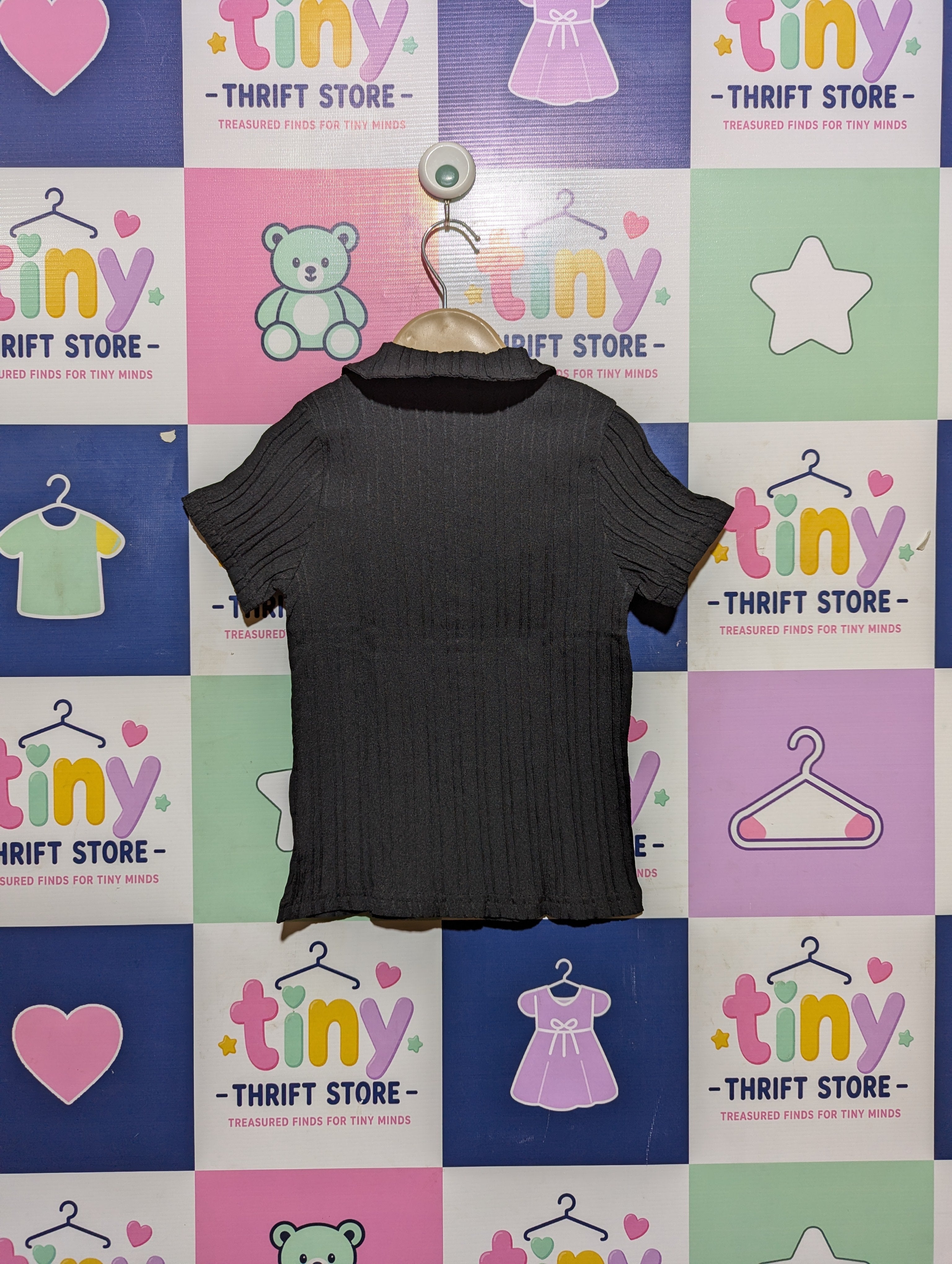 Classic Boys Black Textured Button-Down Shirt - Size 110 (Estimated Age 4-5 Years) AB2