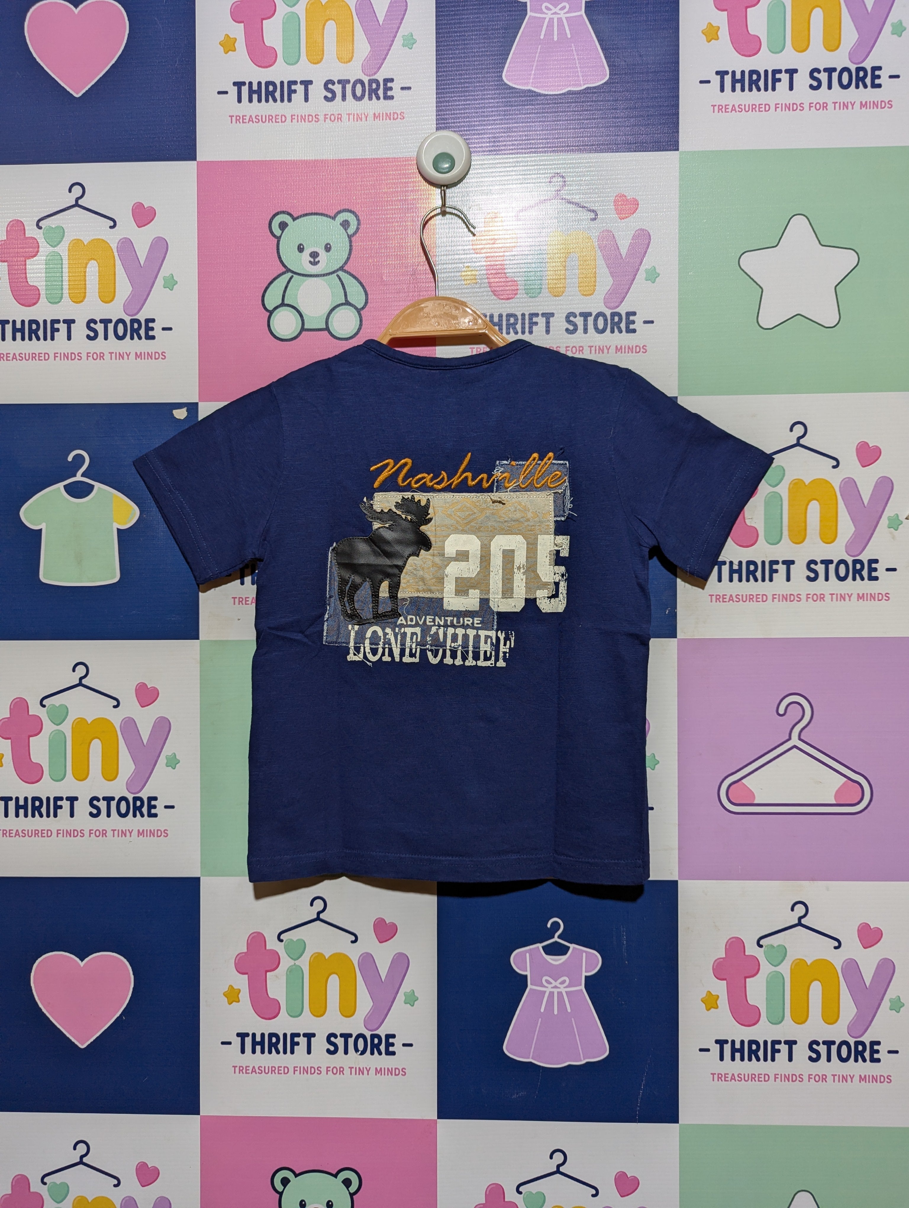 Tape à l'oeil Boys Blue & Brown "Nashville" Adventure Graphic Tee - Size 6 Years (Estimated Age 6 Years) AB2