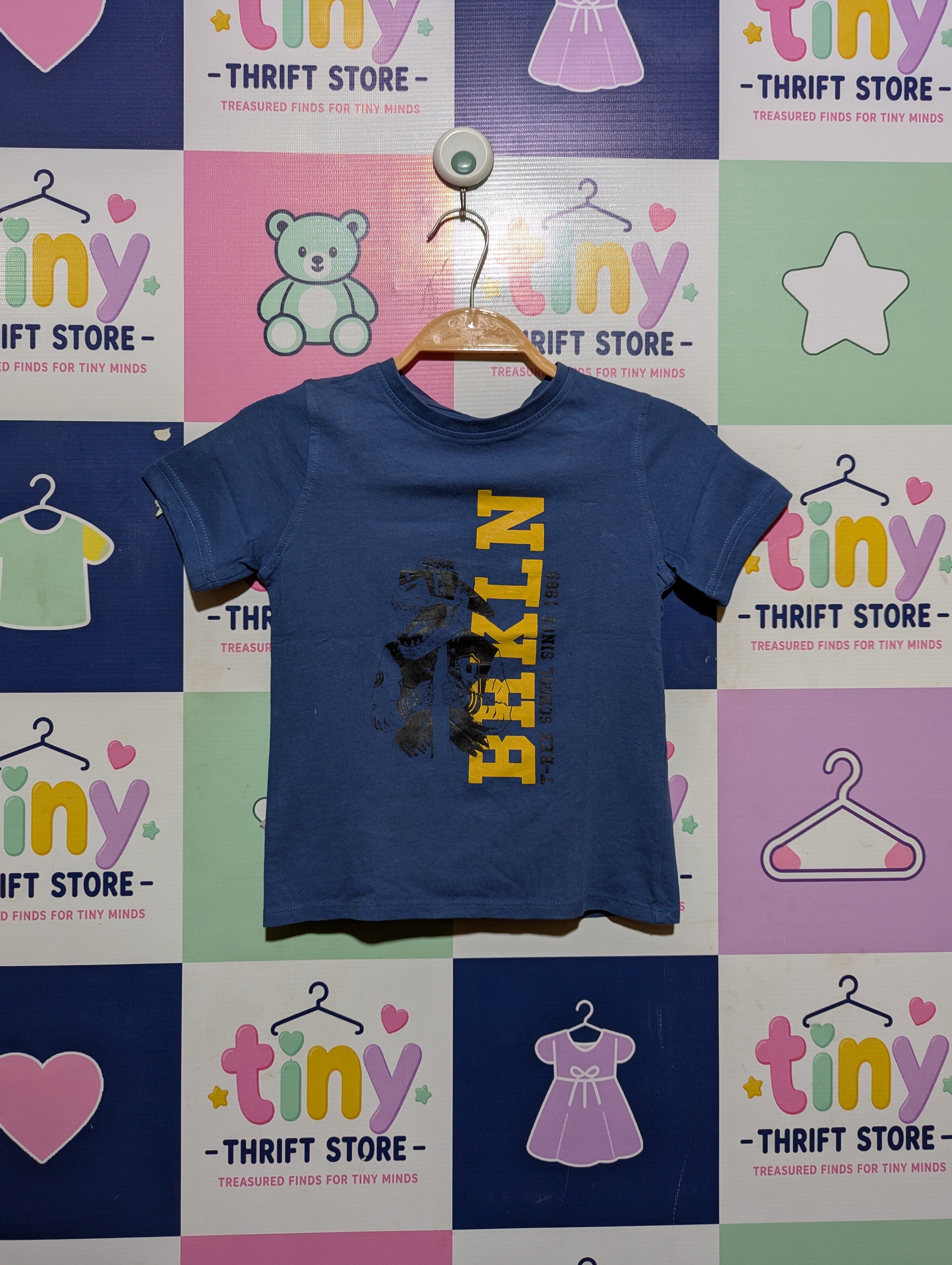 Inextenso Boys Blue "BKLYN T-Rex" Graphic Tee - Size 5 Years (Estimated Age 5 Years) AB2