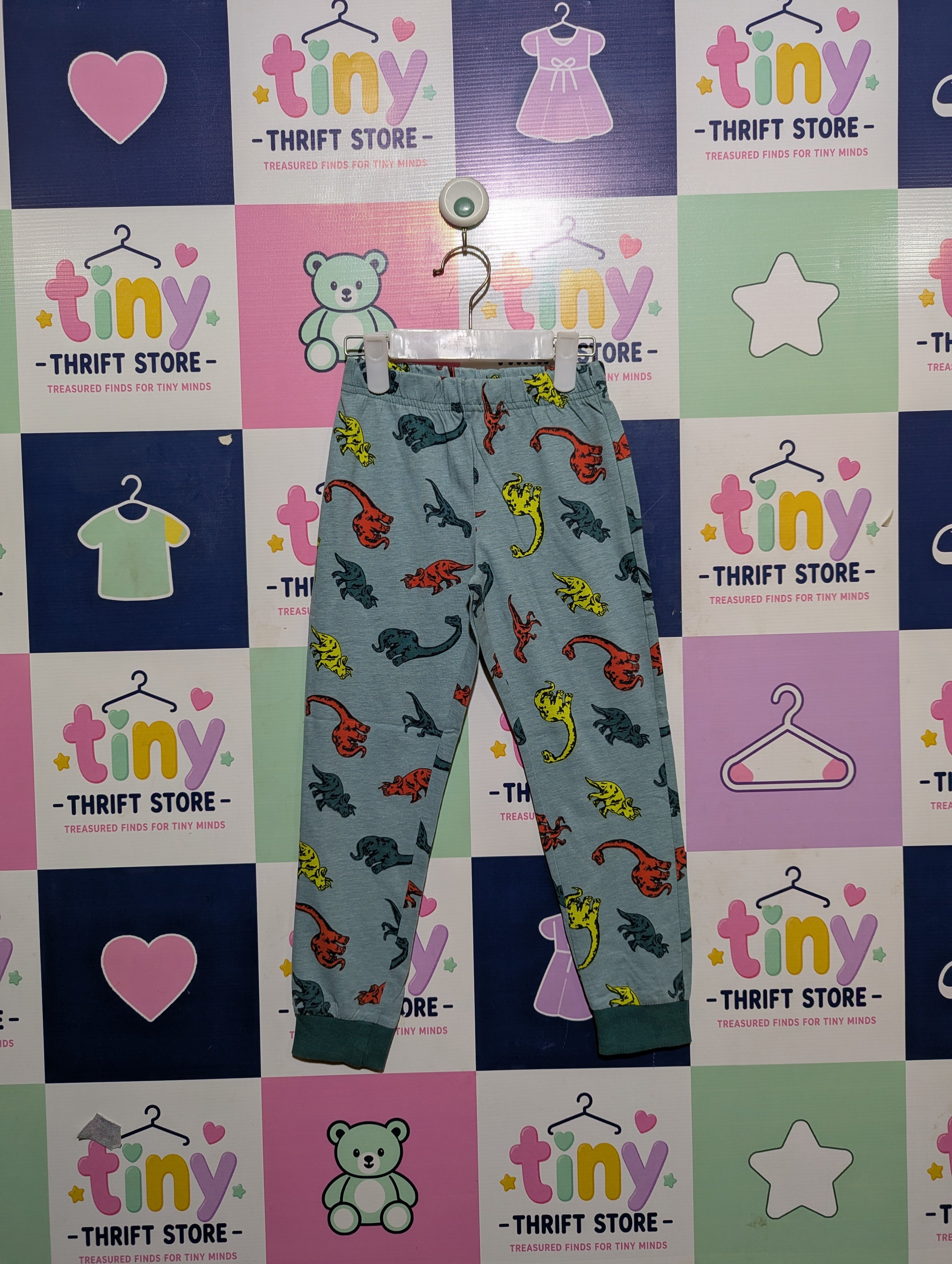 Little Kids Boys Blue "Dinosaur Adventure" Printed Jogger Pants - Size 5-6 Years (Estimated Age 5-6 Years) AB2