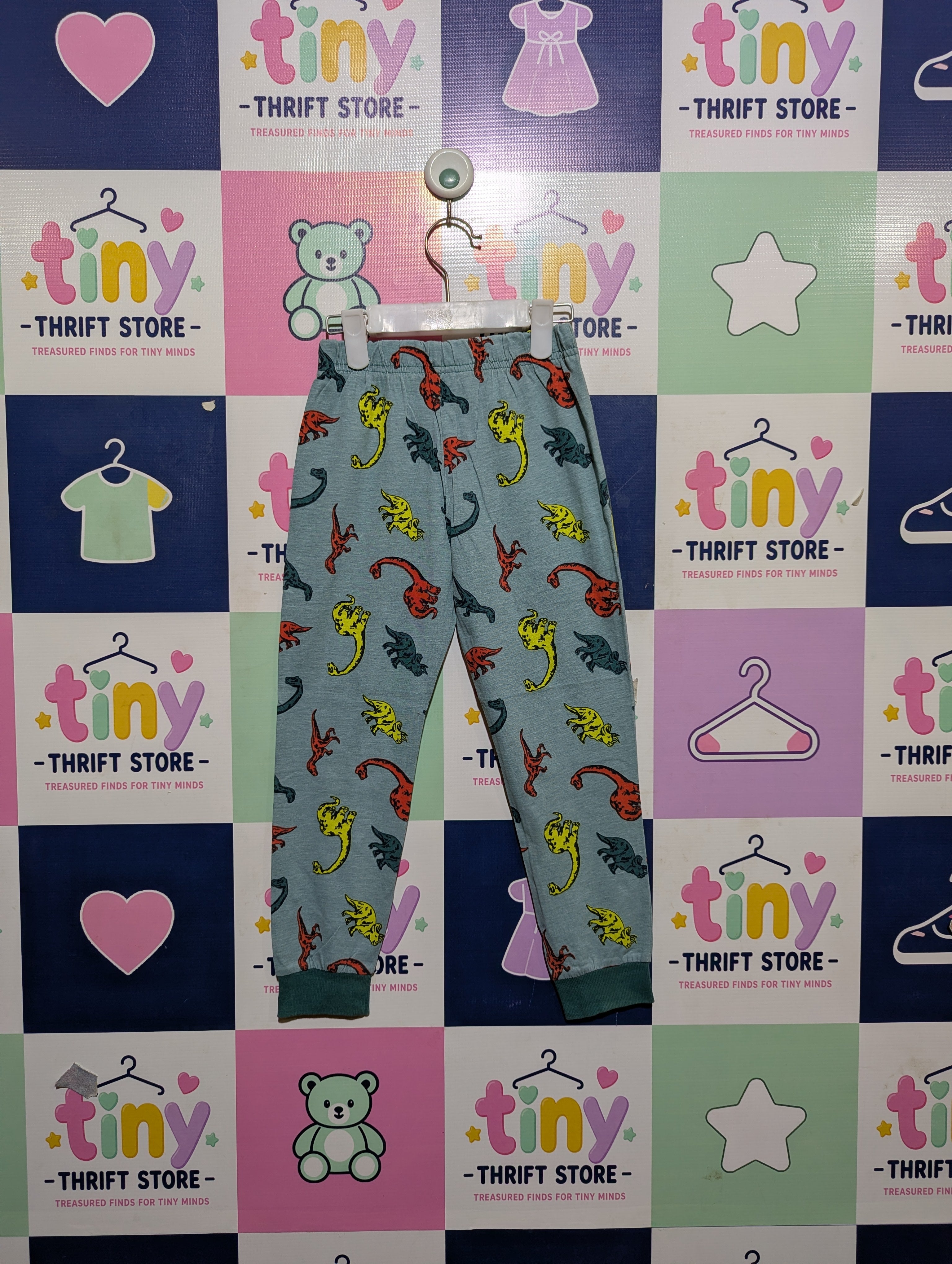 Little Kids Boys Blue "Dinosaur Adventure" Printed Jogger Pants - Size 5-6 Years (Estimated Age 5-6 Years) AB2