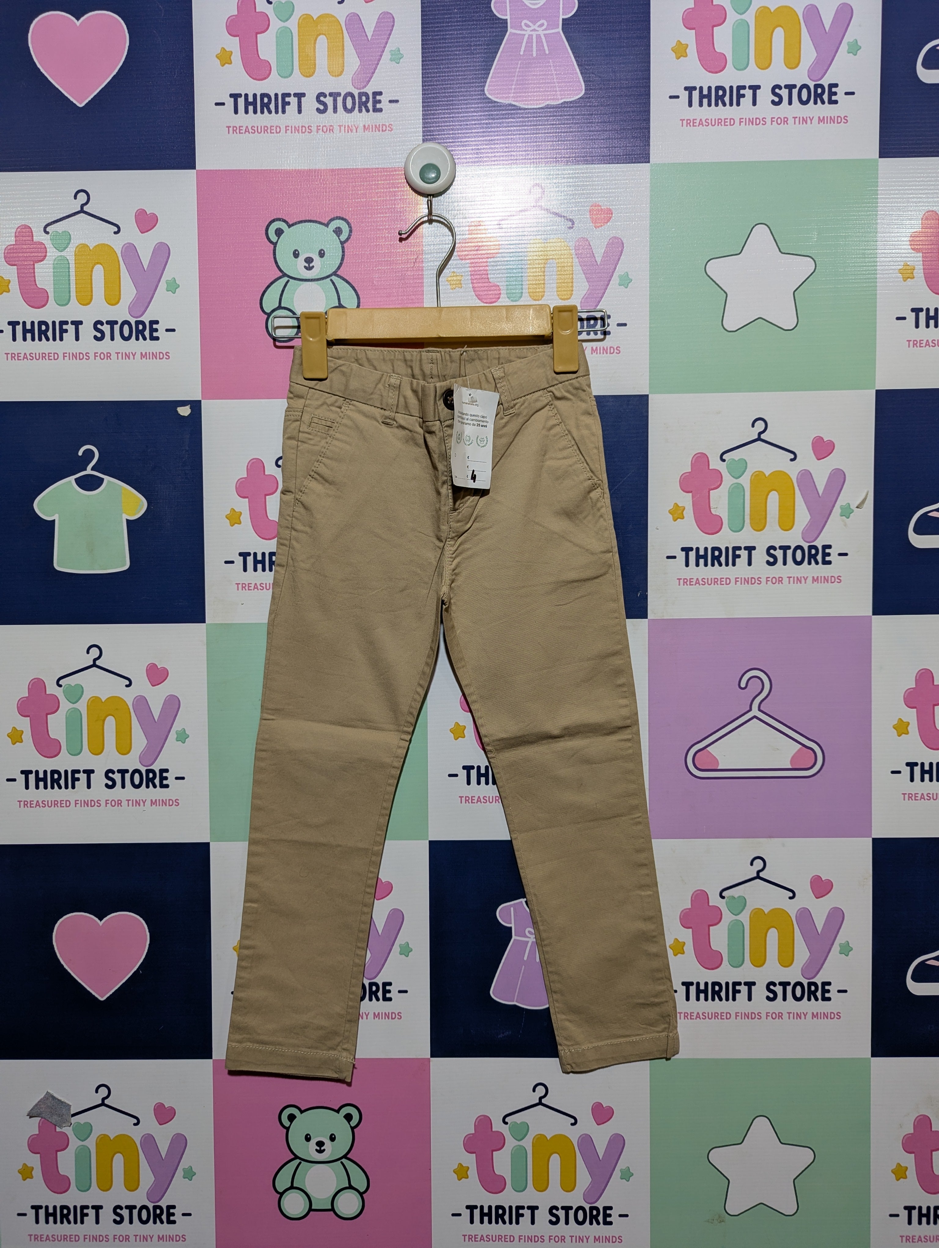 H&M Boys Classic Khaki Slim-Fit Chino Pants - Size 4-5 Years (Estimated Age 4-5 Years) AB2