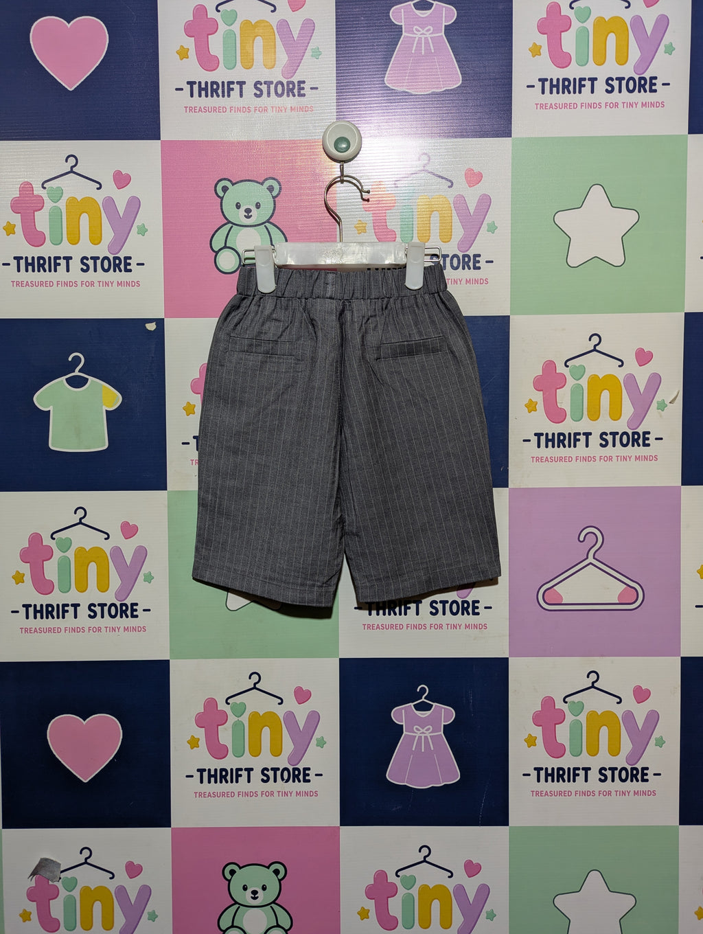 Boys Charcoal Grey Pinstriped Tailored Shorts - Size 120 CM (Estimated Age 6-7 Years) AB2