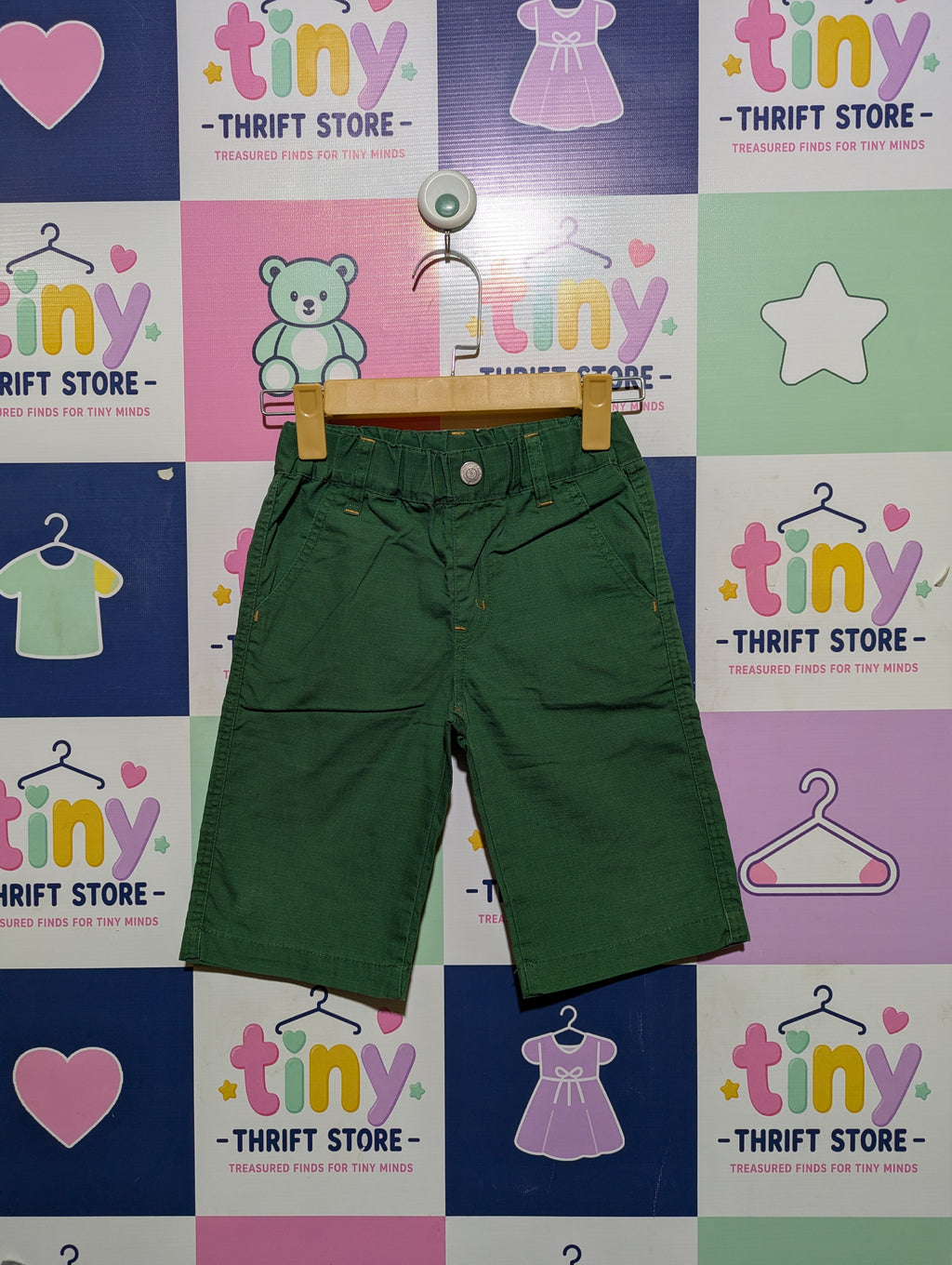 Boys Forest Green Casual Shorts - Size 110 CM (Estimated Age 5-6 Years) AB2