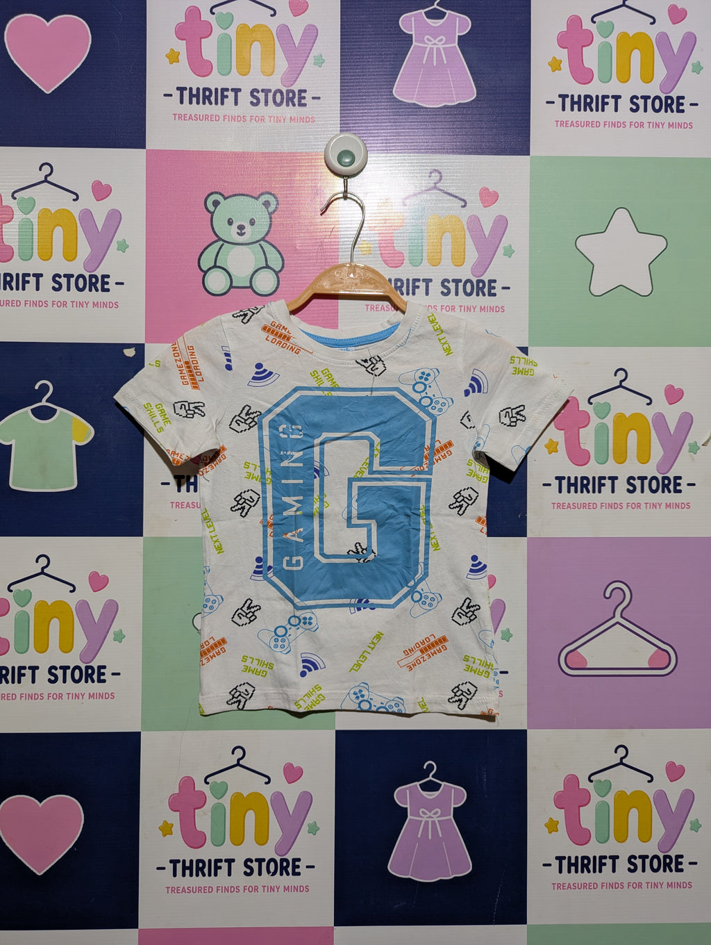 KiKi & Koko Boys White "Gaming" Graphic Tee - Size 110 CM (Estimated Age 4-5 Years) AB2