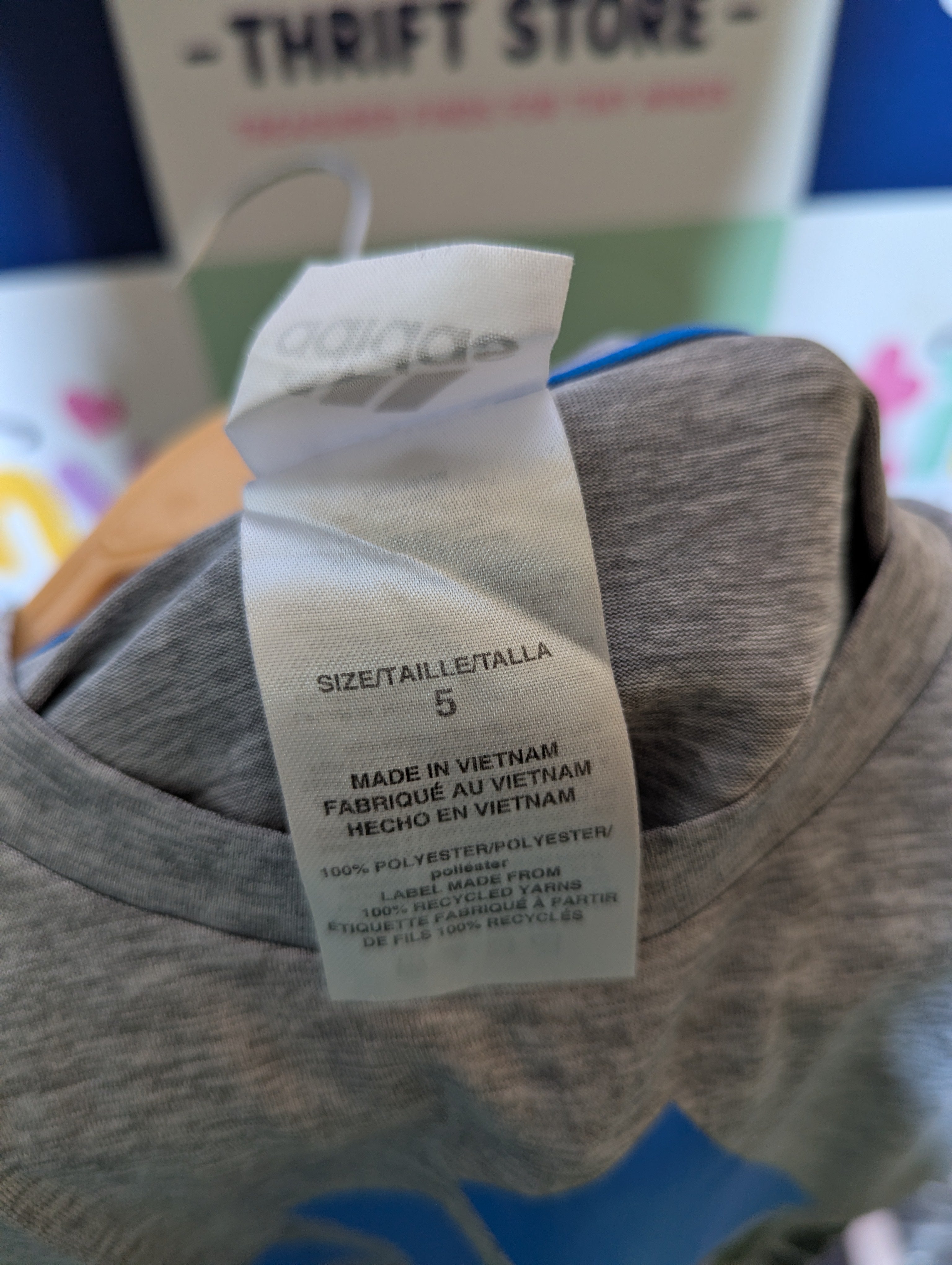 Adidas Boys Heather Grey "Sporty Logo" Tee - Size 5 (Estimated Age 5 Years) AB2