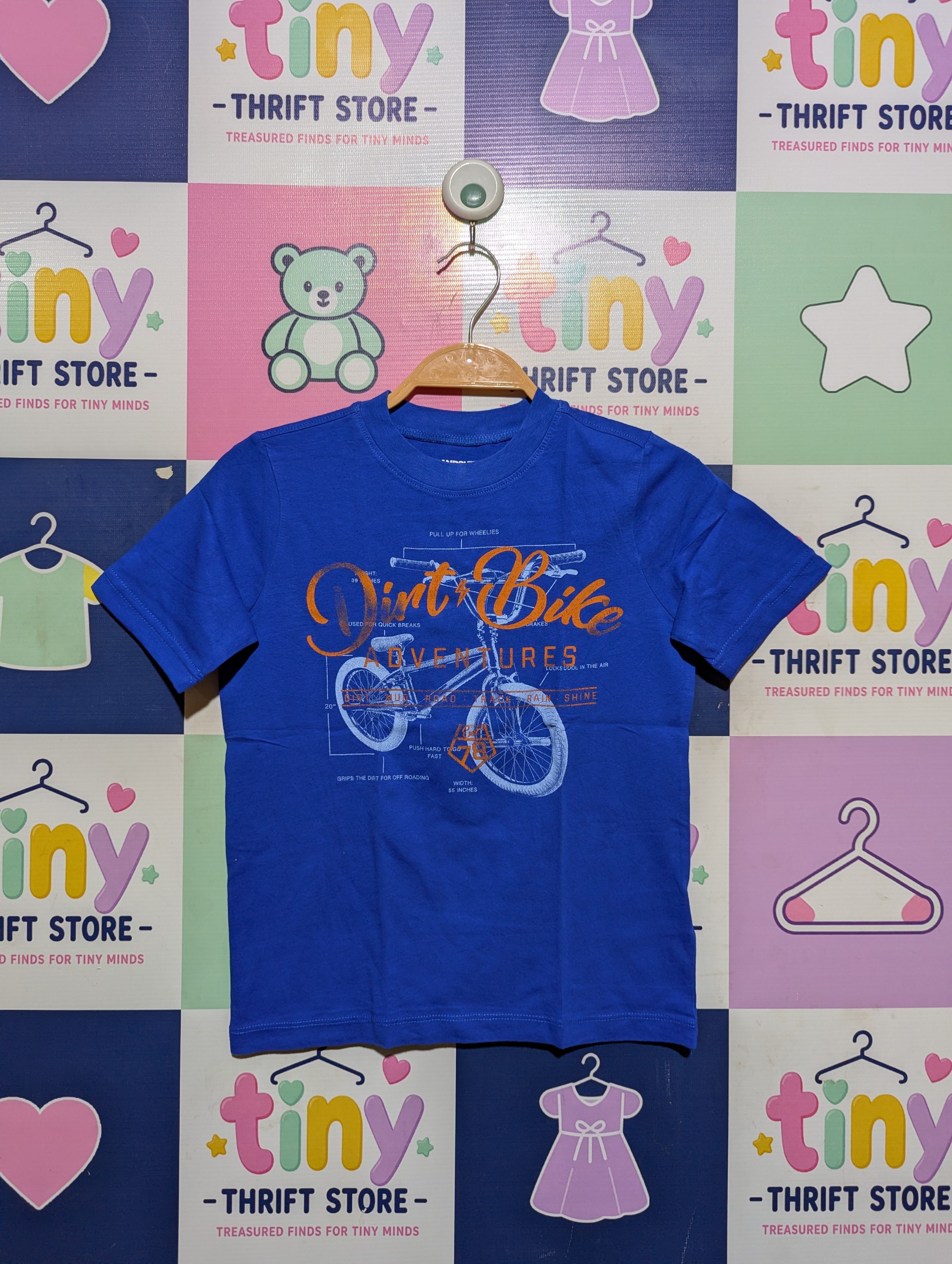 Lands' End Boys Royal Blue "Dirt Bike Adventures" Graphic Tee - Size 110-116 CM (Estimated Age 5-6 Years) AB2