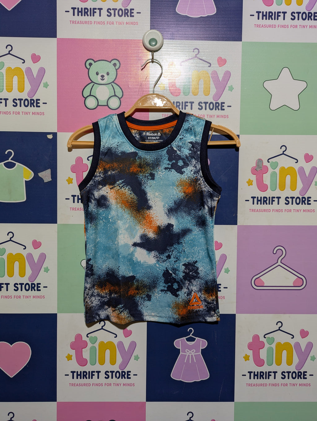 Reebok Boys Blue "Abstract Camo" Sleeveless Tank Top - Size 5T (Estimated Age 5 Years) AB2