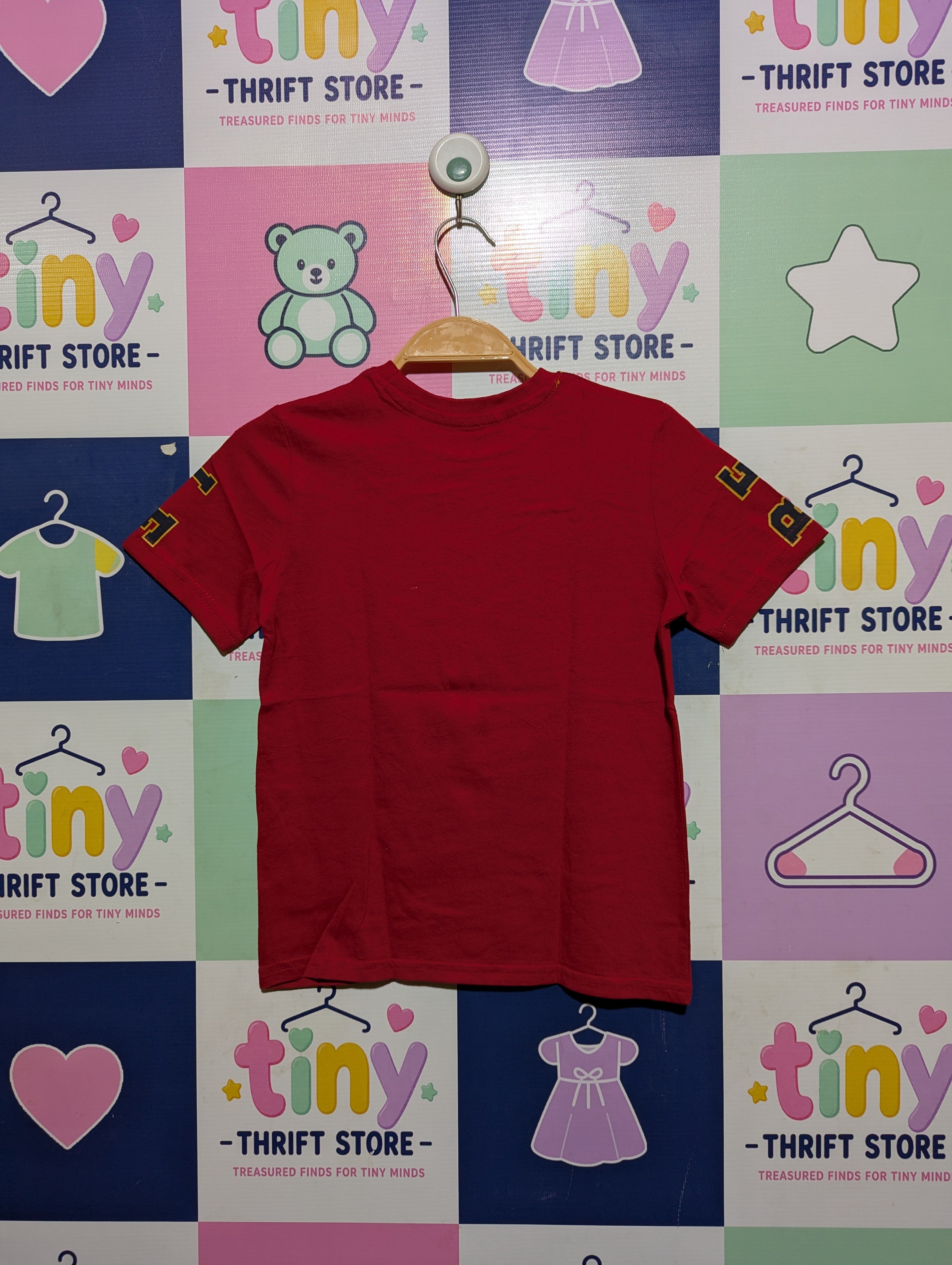 Little Kids Boys Red "01 League Unbeatable Champs" Graphic Tee - Size 116 (Estimated Age 5-6 Years) AB2