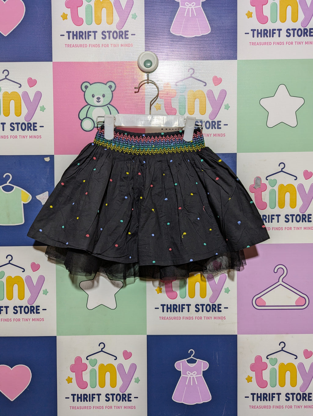 Palomino Girls Black "Polka Dot" Tulle Skirt - Size 110 (Estimated Age 5 Years) AB2