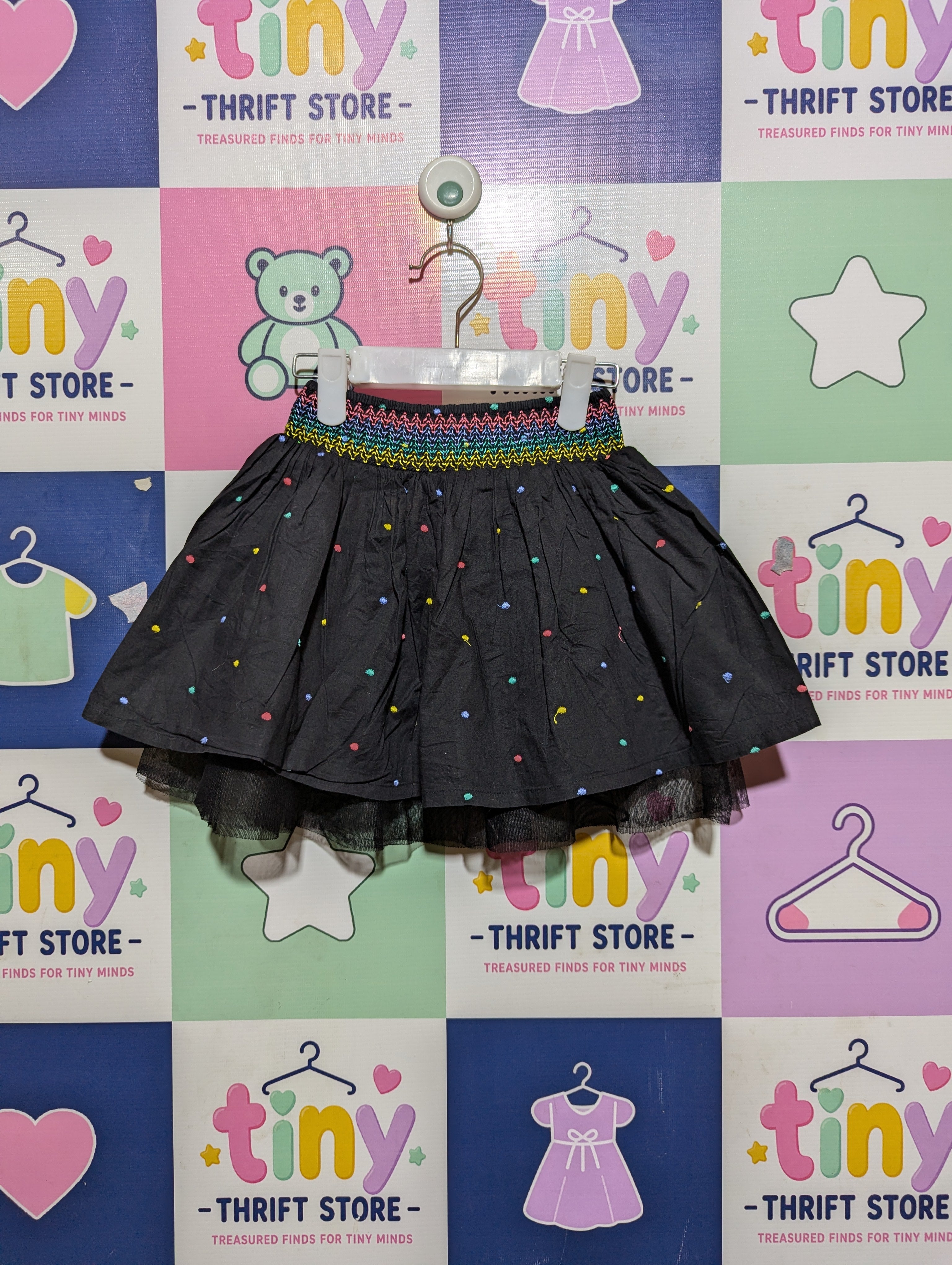 Palomino Girls Black "Polka Dot" Tulle Skirt - Size 110 (Estimated Age 5 Years) AB2