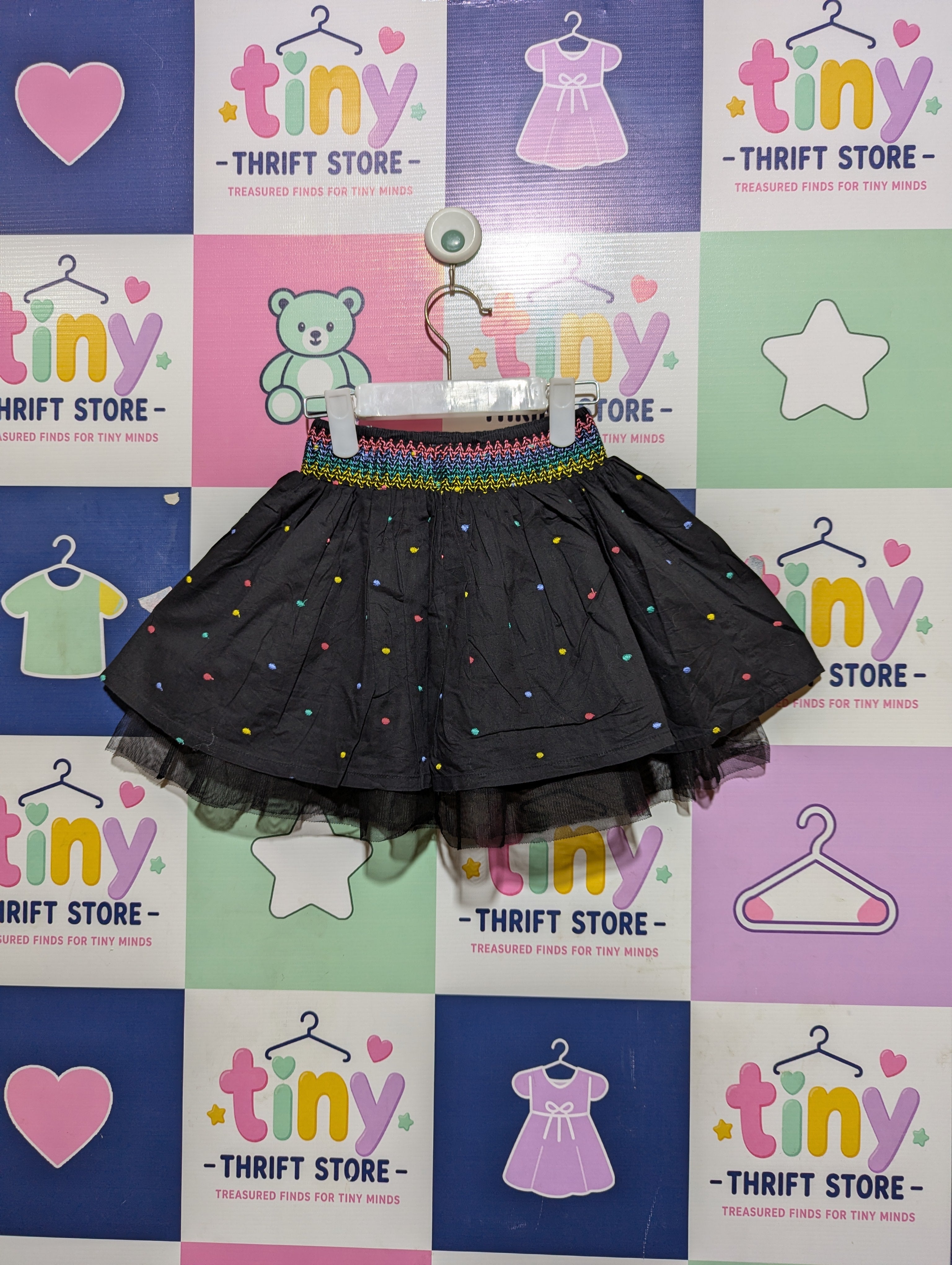 Palomino Girls Black "Polka Dot" Tulle Skirt - Size 110 (Estimated Age 5 Years) AB2