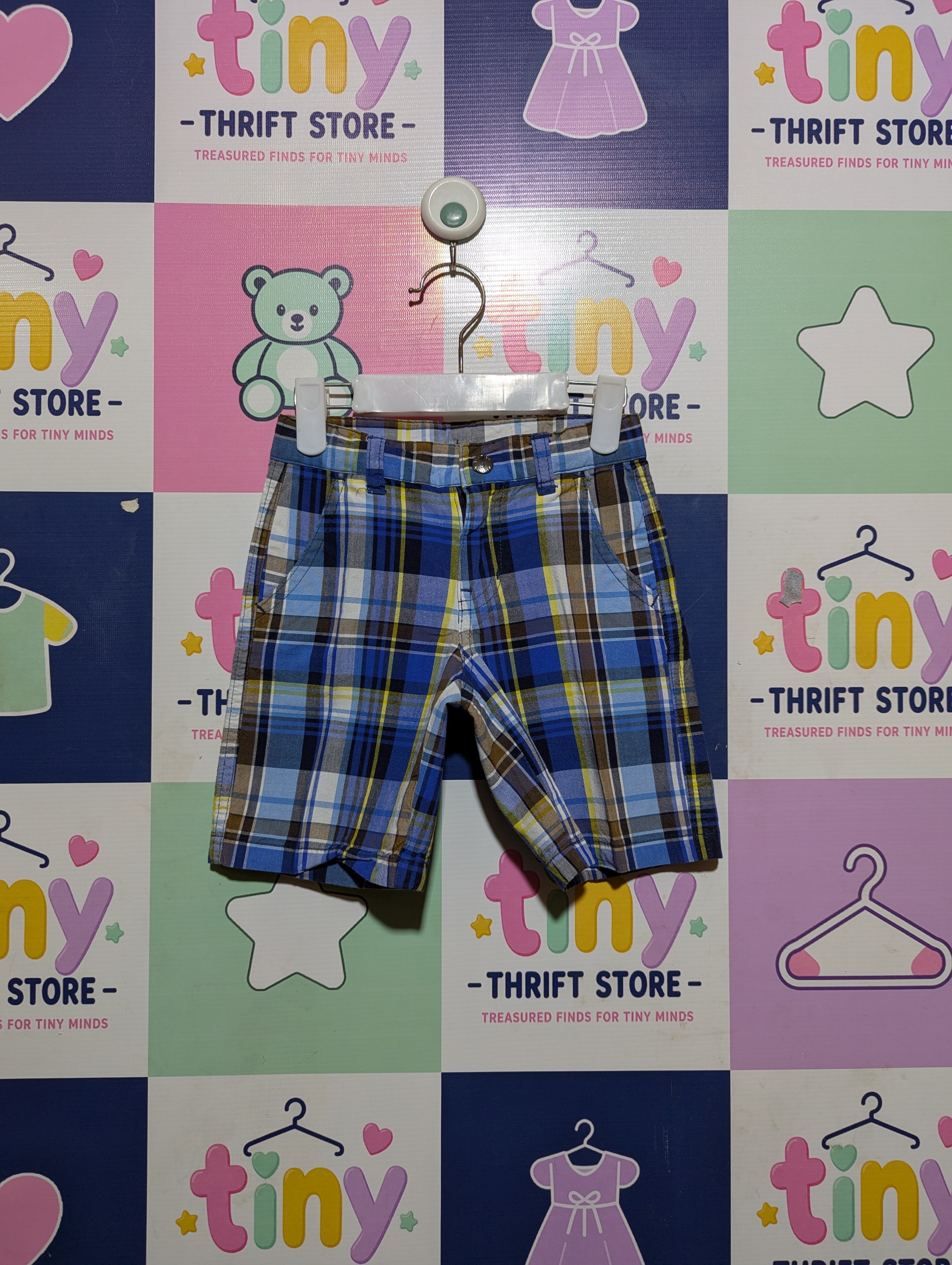 Nautica Boys Blue "Classic Plaid" Dress Shorts - Size 3T (Estimated Age 3 Years) AB2
