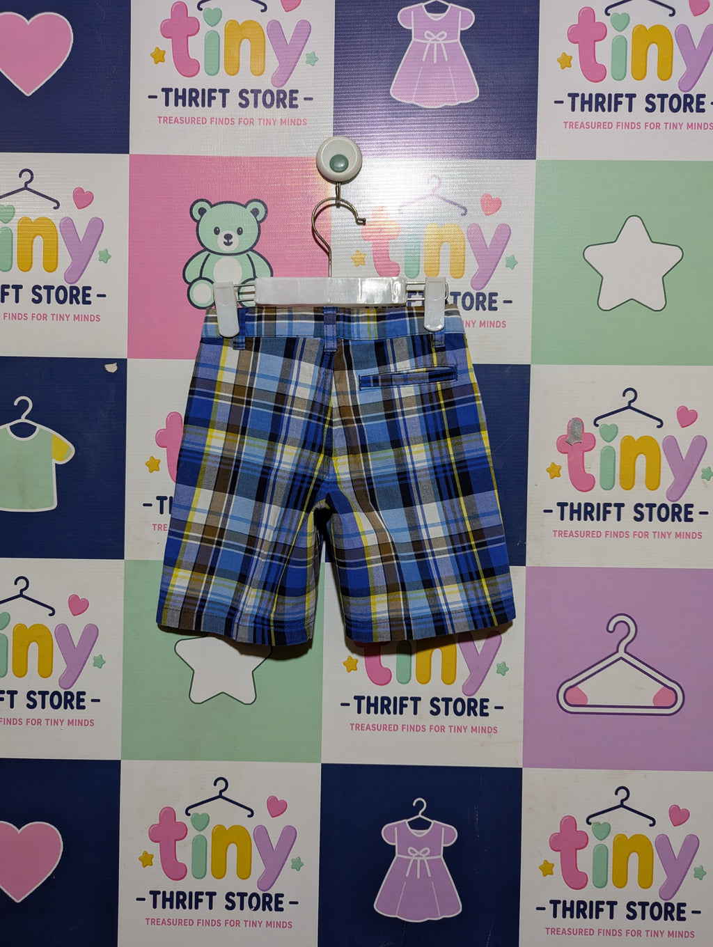 Nautica Boys Blue "Classic Plaid" Dress Shorts - Size 3T (Estimated Age 3 Years) AB2