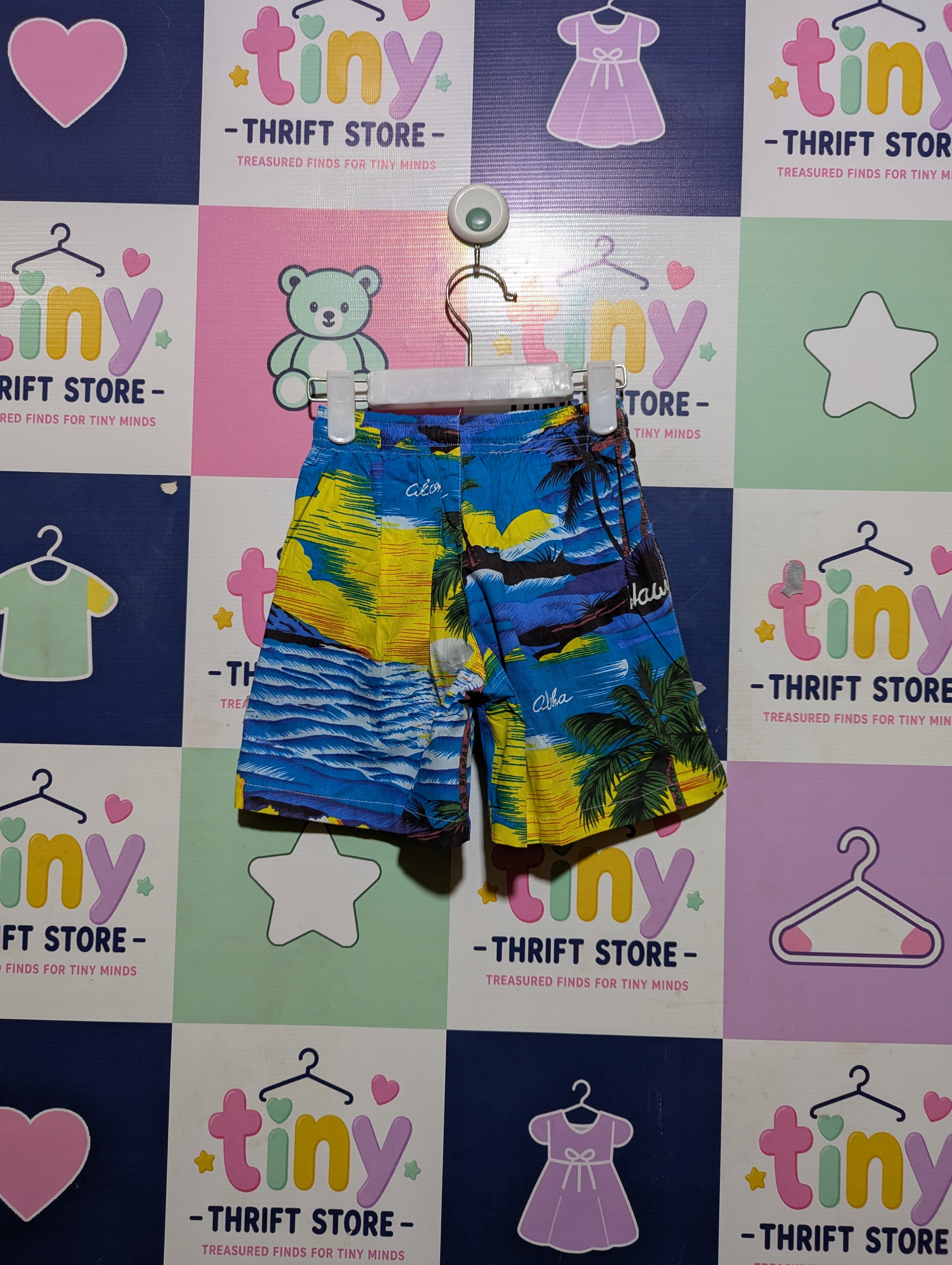 Cat & Jack Boys Blue Tropical Floral Swim Trunks - Size Estimated Age 4T AB2