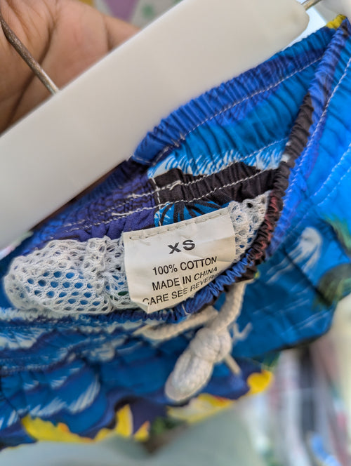 Cat & Jack Boys Blue Tropical Floral Swim Trunks - Size Estimated Age 4T AB2