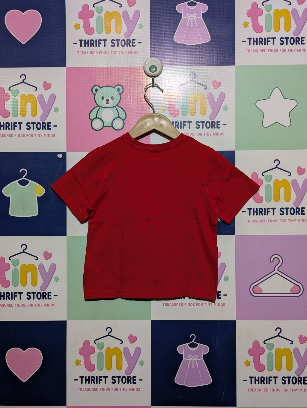 Disney Mickey & Friends at Primark Boys Red "Create Magic Moments" Holiday Tee - Size Estimated Age 3-4 Years AB2
