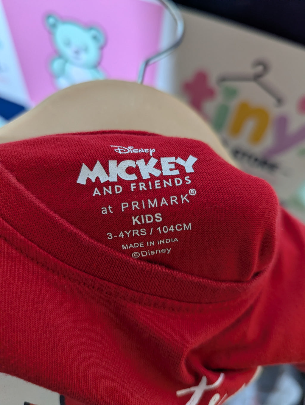 Disney Mickey & Friends at Primark Boys Red "Create Magic Moments" Holiday Tee - Size Estimated Age 3-4 Years AB2