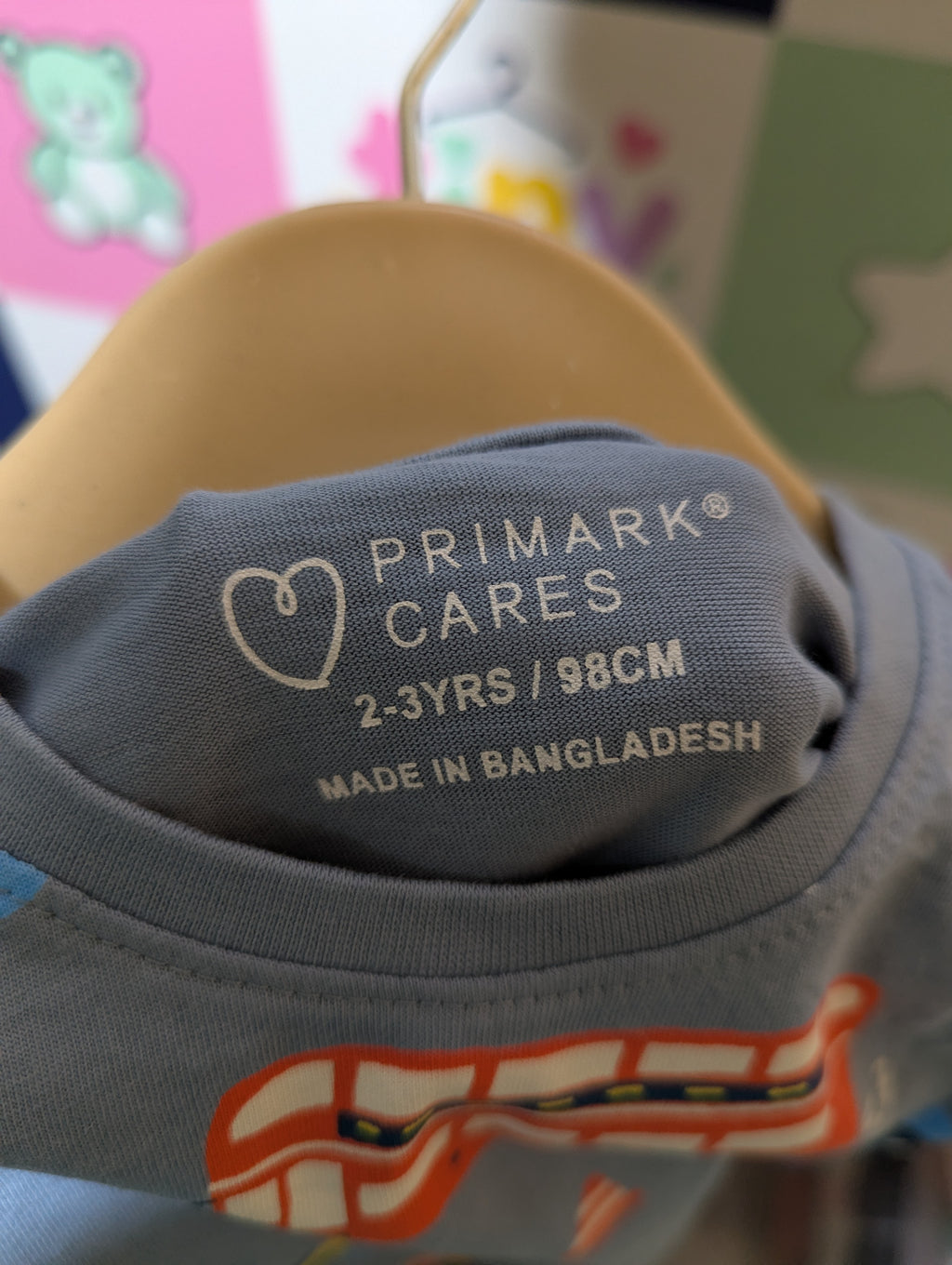 Primark Cares Boys Slate Blue "Traffic & Vehicles All-Over Print" Tee - Size Estimated Age 2-3 Years AB2