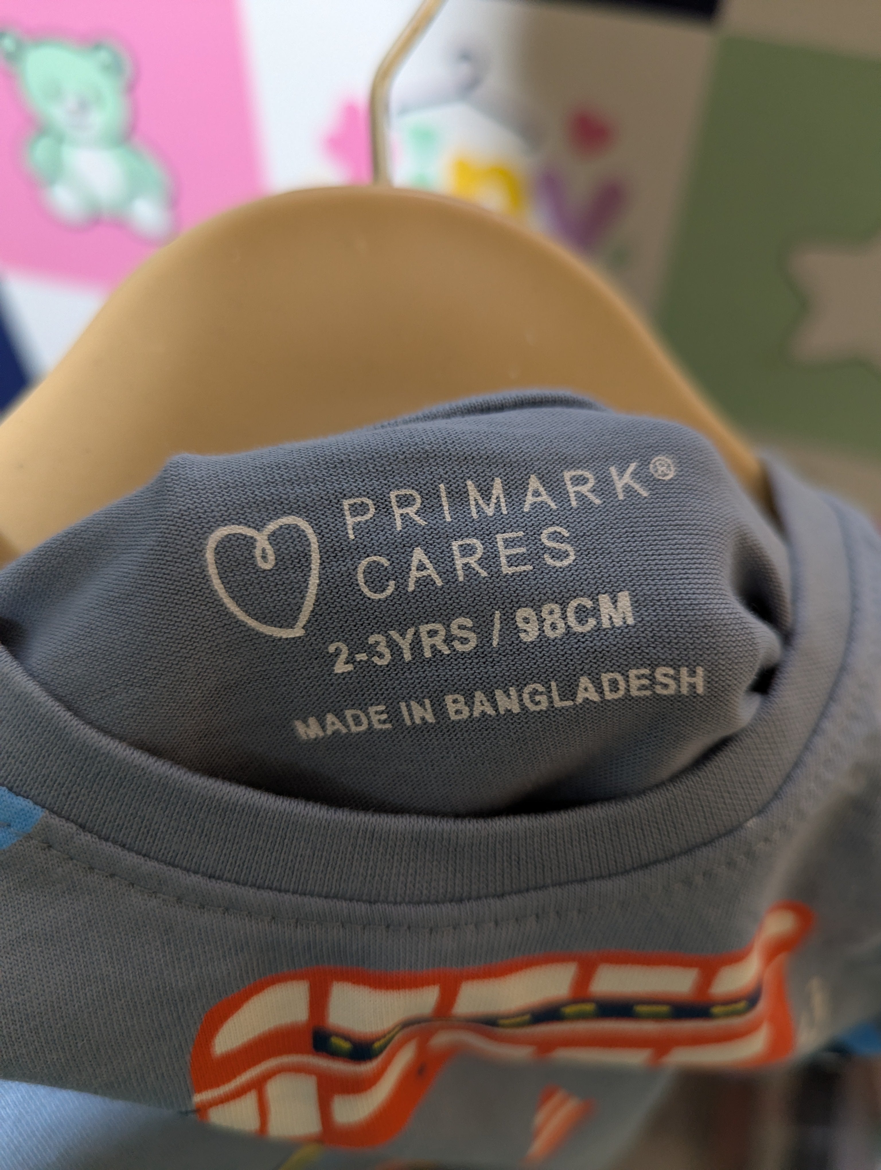 Primark Cares Boys Slate Blue "Traffic & Vehicles All-Over Print" Tee - Size Estimated Age 2-3 Years AB2