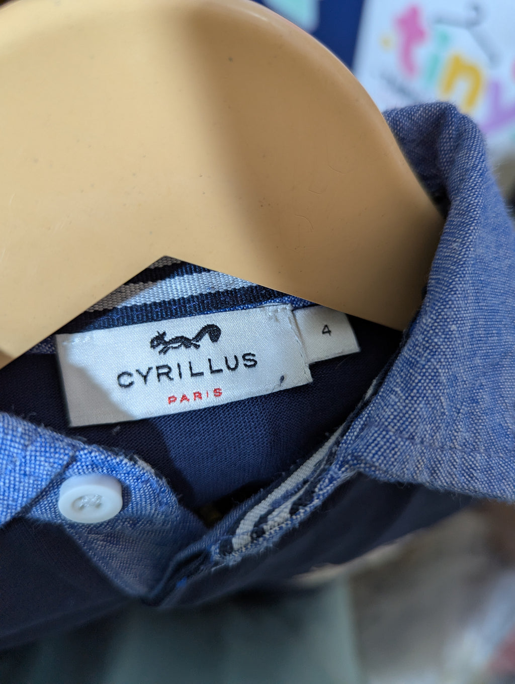 Cyrillus Paris Boys Navy Blue "Riverside Baseball 42" Polo Shirt - Size Estimated Age 4 Years AB2