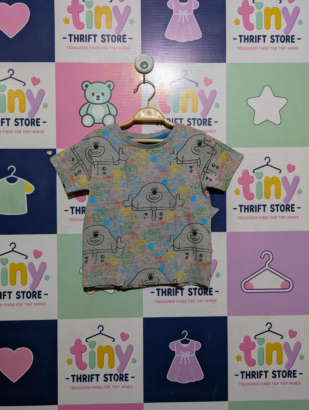 George Boys Grey "Hey Duggee" All-Over Print Graphic Tee - Size Estimated Age 2-3 Years AB2