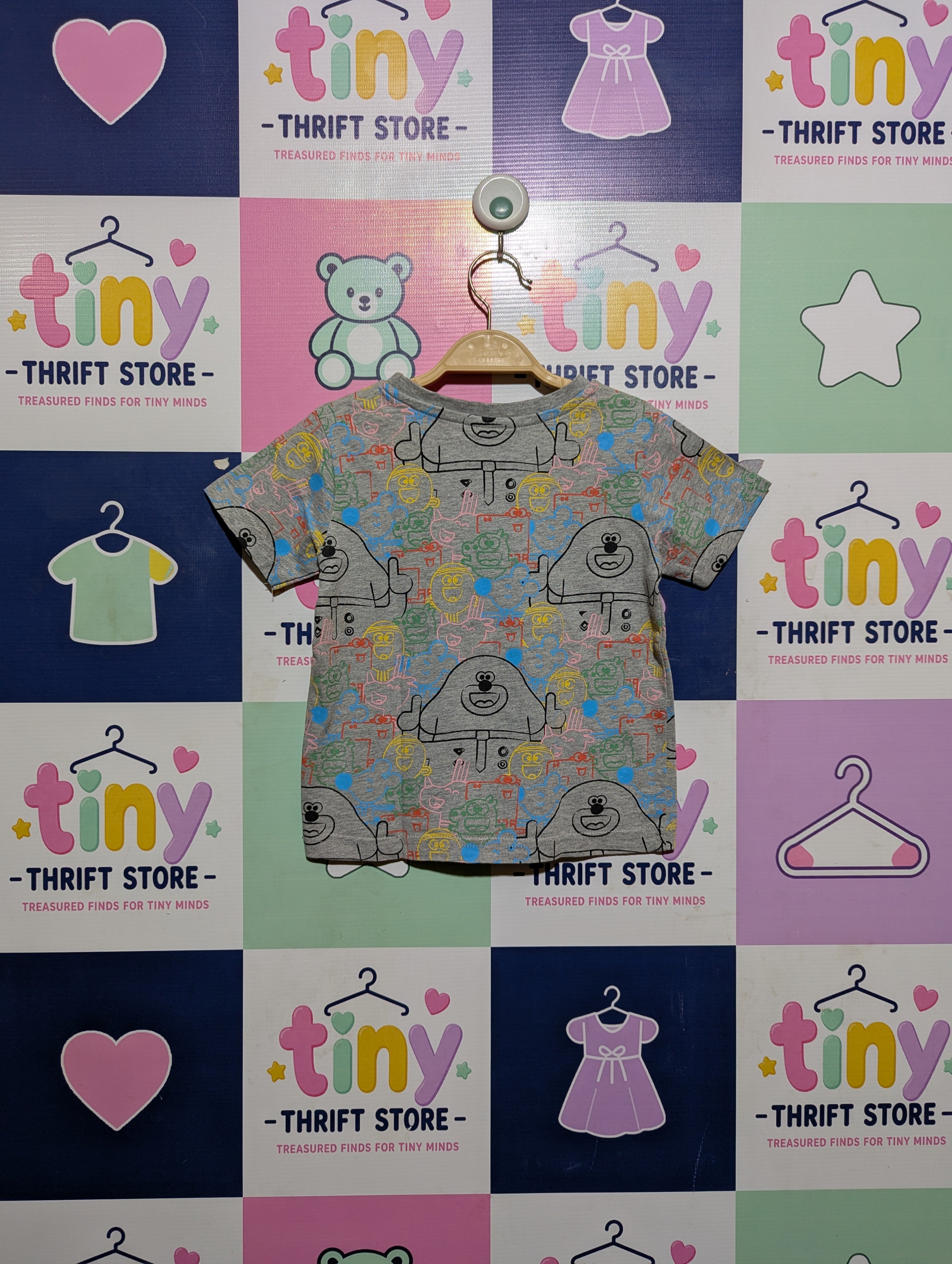 George Boys Grey "Hey Duggee" All-Over Print Graphic Tee - Size Estimated Age 2-3 Years AB2