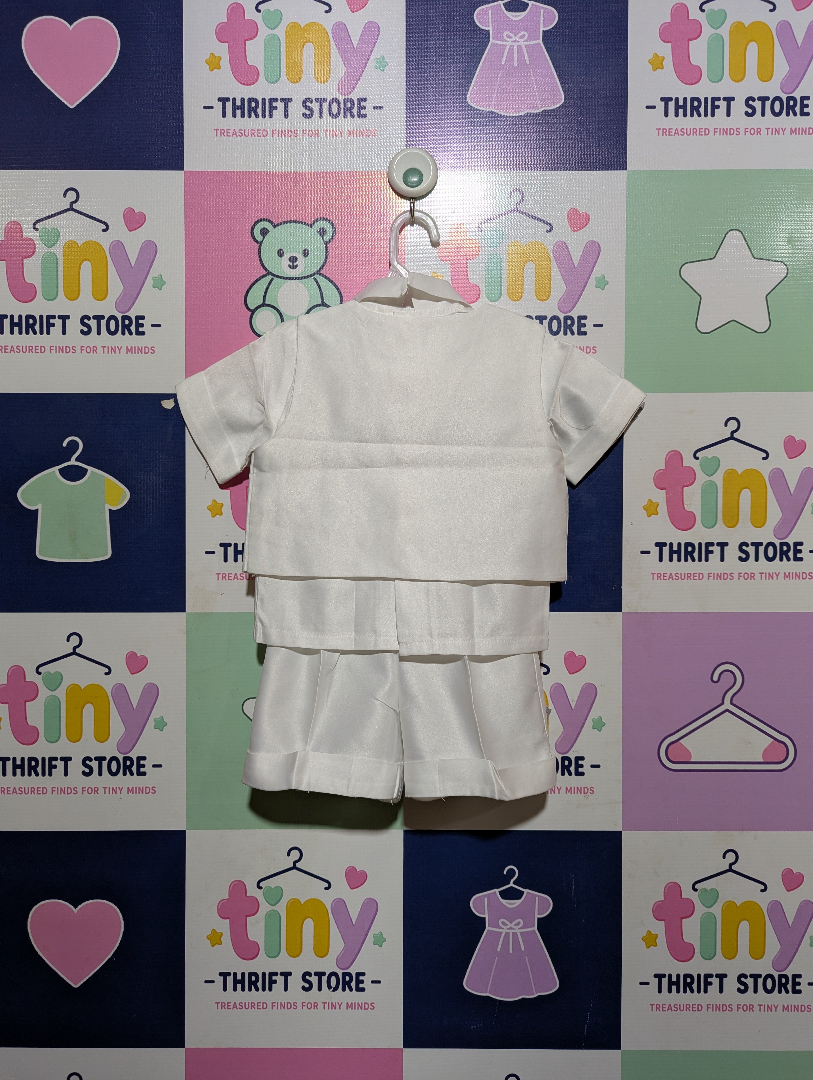 Generic Boys Pure White Embroidered Cross Christening Suit Set - Size Estimated Age 12-18 Months AB2