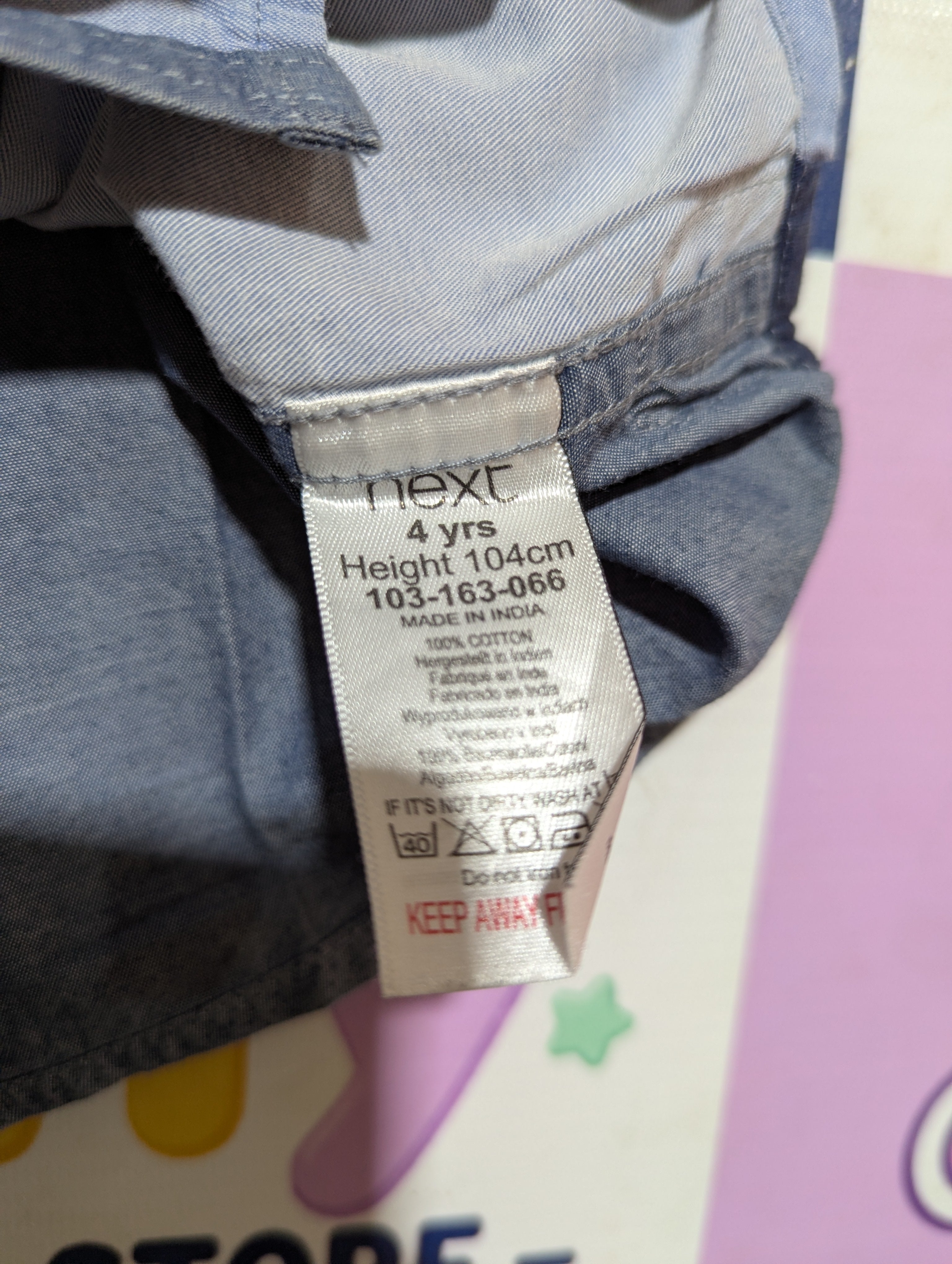 Next Boys Blue Color-Block Short Sleeve Button-Down Shirt - Size Estimated Age 4 Years AB2
