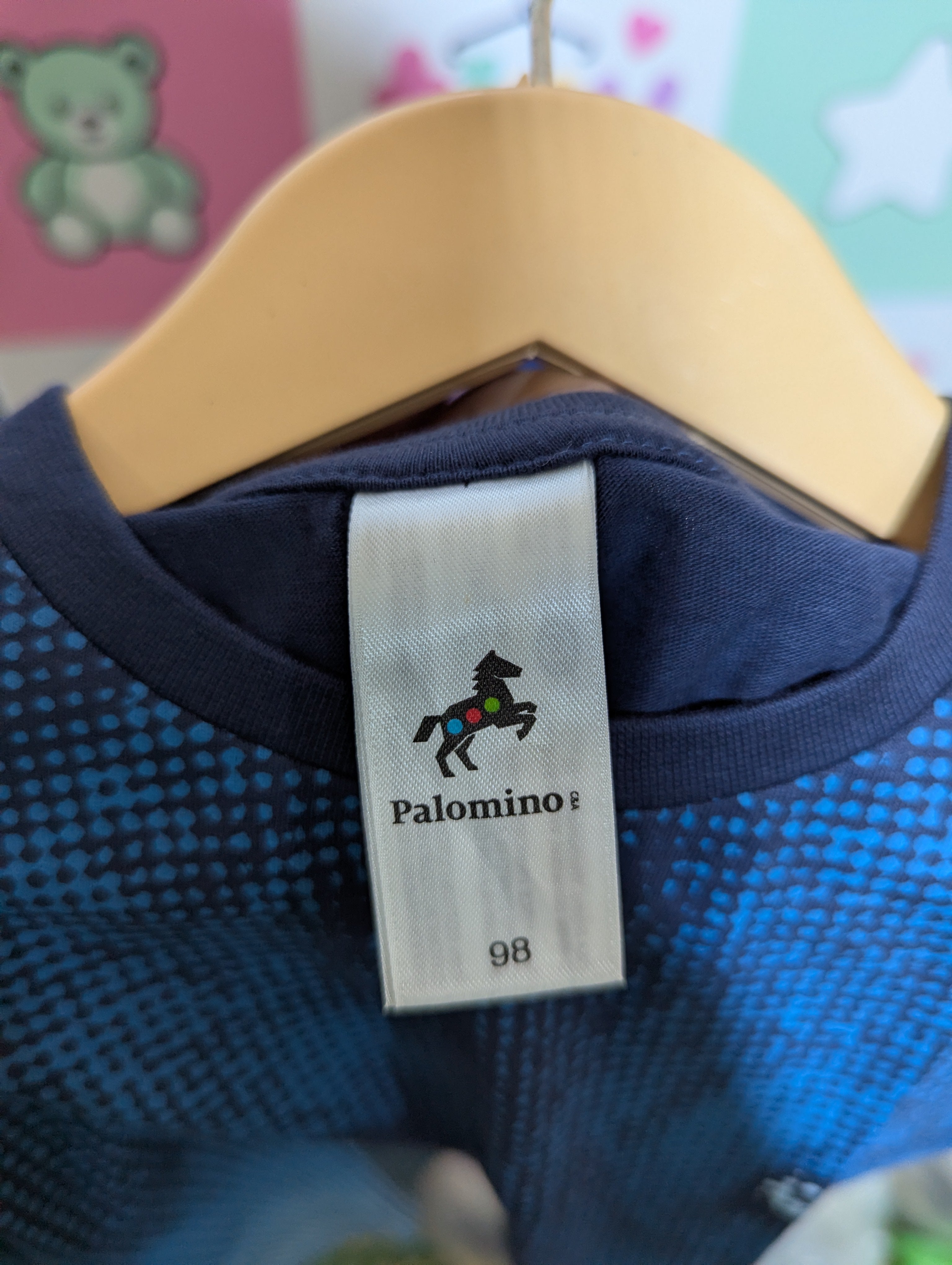 Palomino Boys Navy Blue & Blue Wolf Graphic Short Sleeve Tee - Size Estimated Age 3 Years AB2