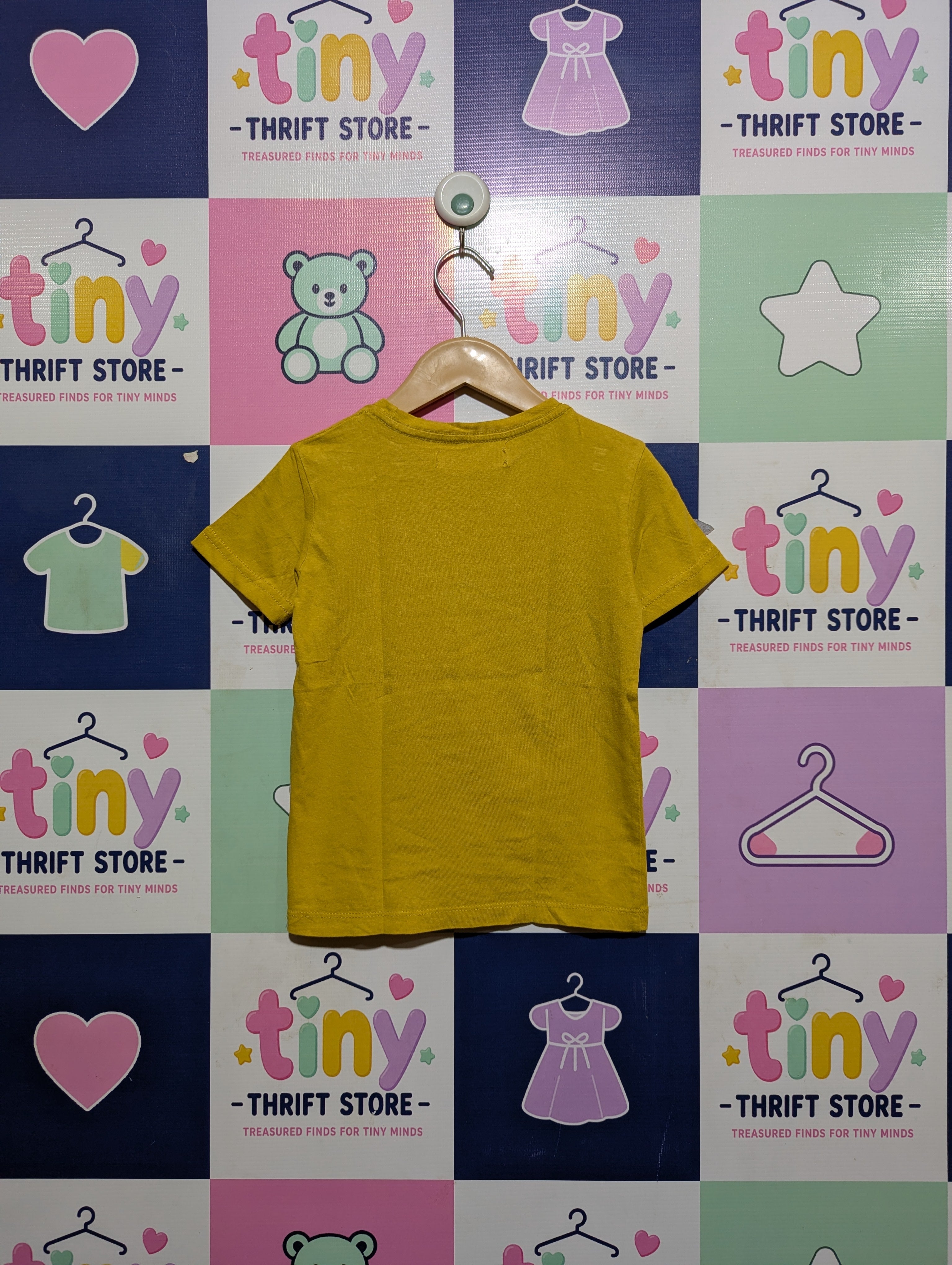 Ift Boys Mustard Yellow "Stranger" Graphic Short Sleeve Tee - Size Estimated Age 3-4 Years AB2