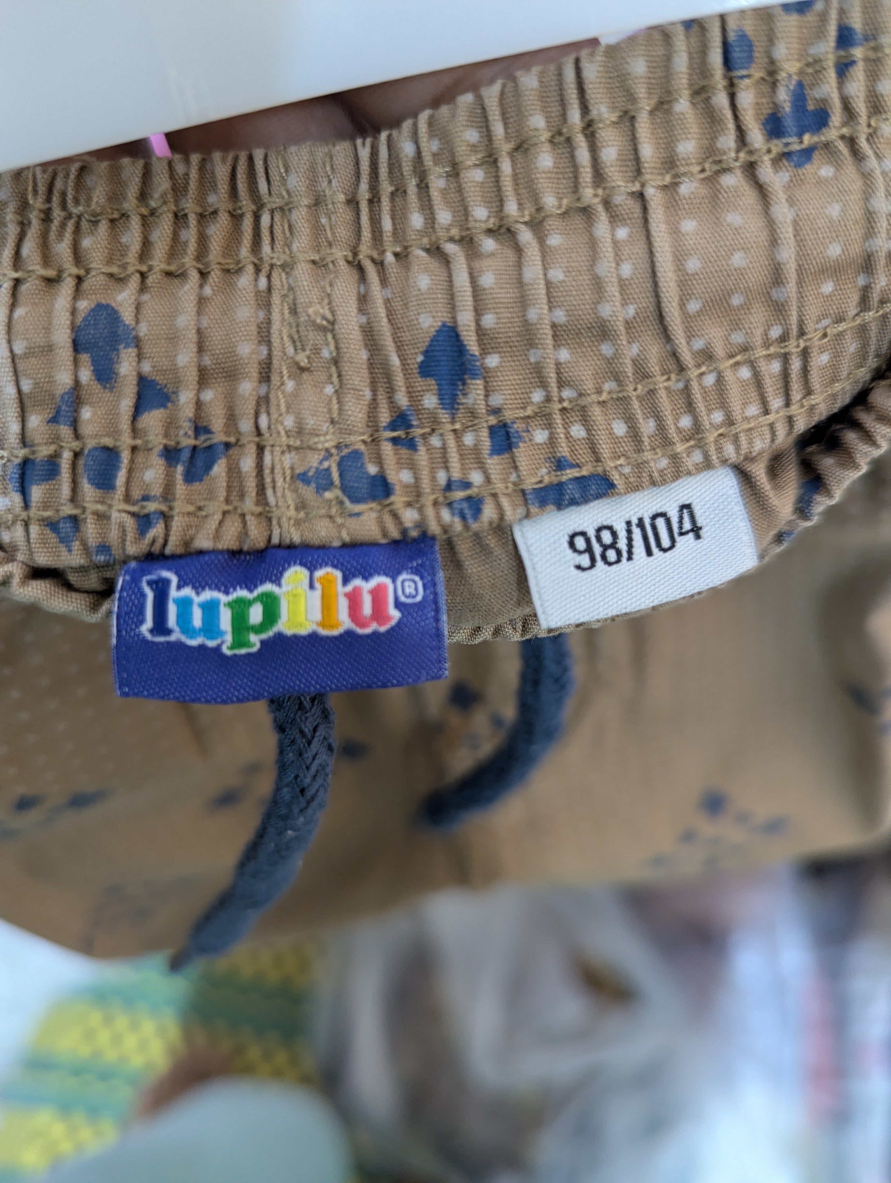 Lupilu Boys Khaki & Blue Geometric Print Casual Shorts - Size Estimated Age 3-4 Years AB2