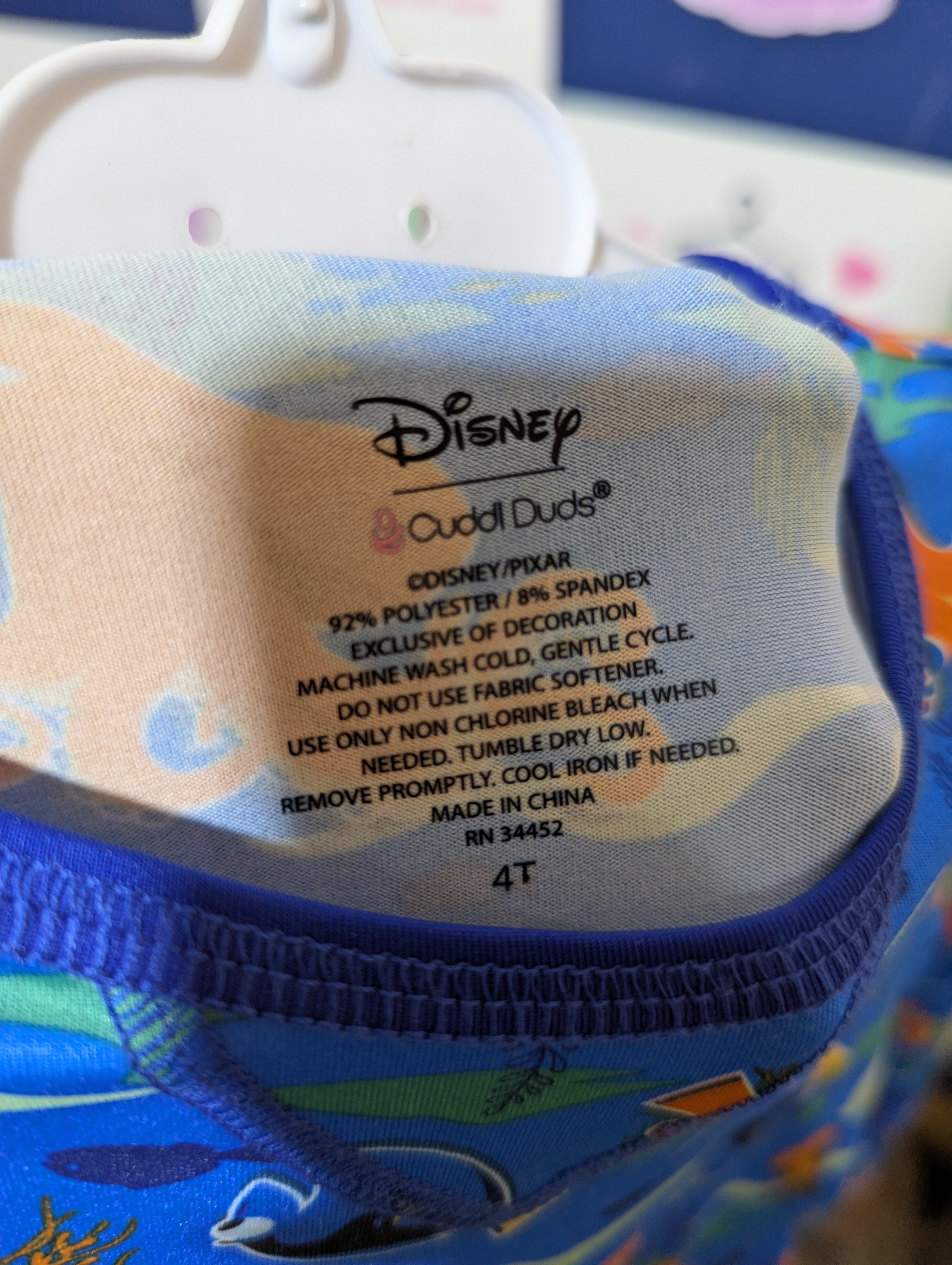 Disney / Cuddl Duds Unisex Kids Blue "Finding Nemo" Undersea Print Long Sleeve Thermal Top & Leggings Set - Size Estimated Age 4T AB2