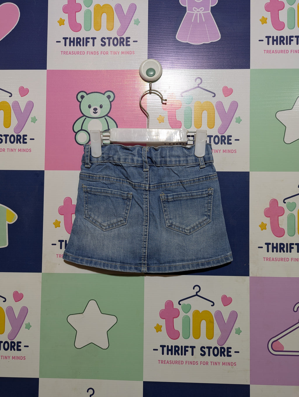 Blue Queen Girls Blue Denim "N.Y. City Supply" Embroidered Skirt - Size 104 Estimated Age 4 Years AB2